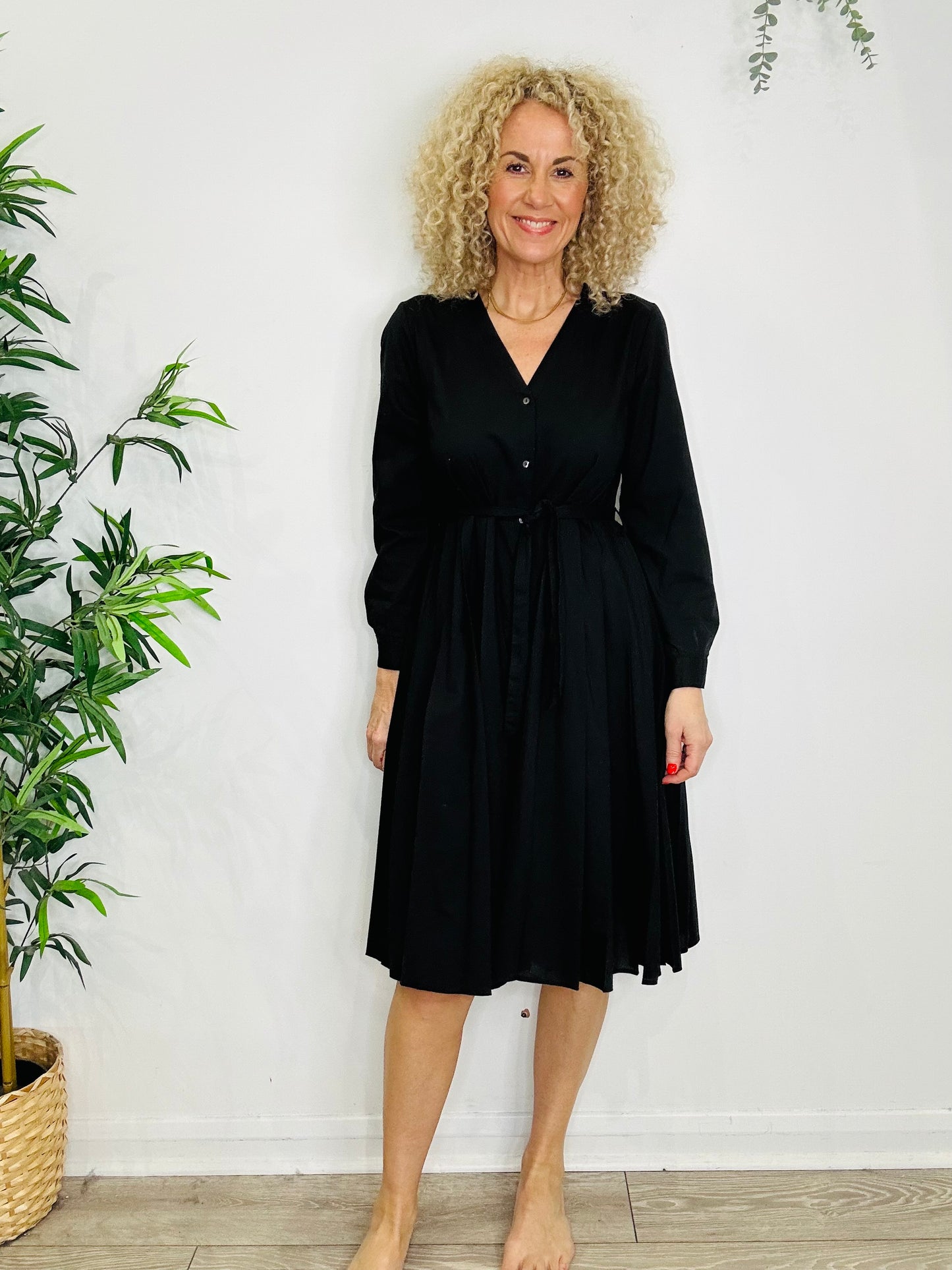 Pleated Cotton Dress - Size 38