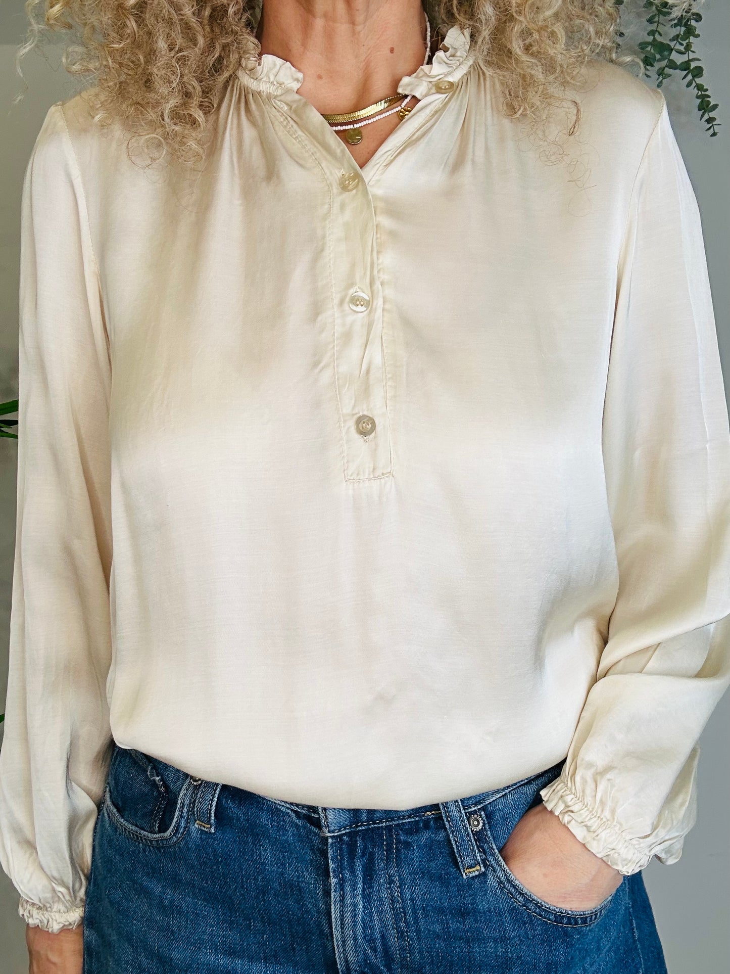 Frill Neck Blouse - Size 38