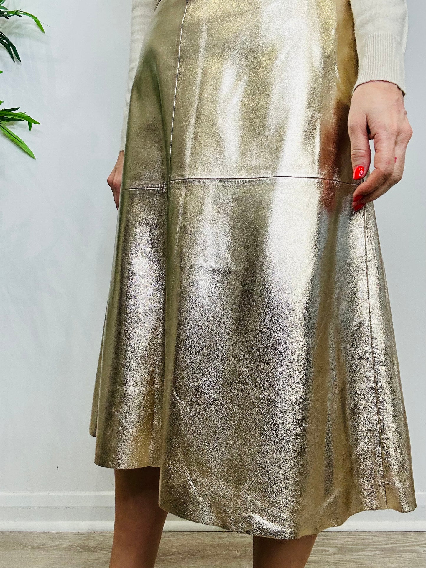 Gold Faux Leather Skirt - Size 3