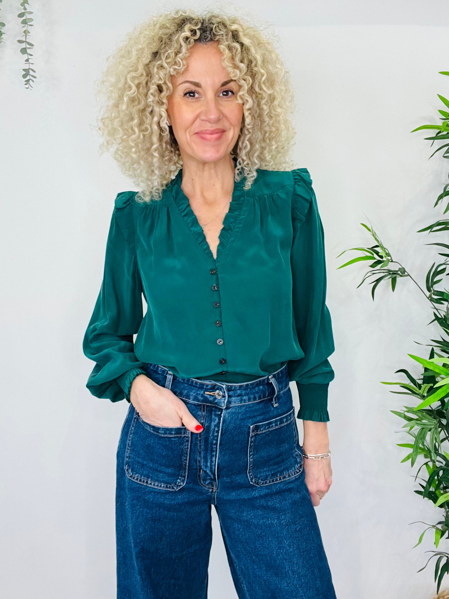 Silk Ruffle Shirt - Size 12