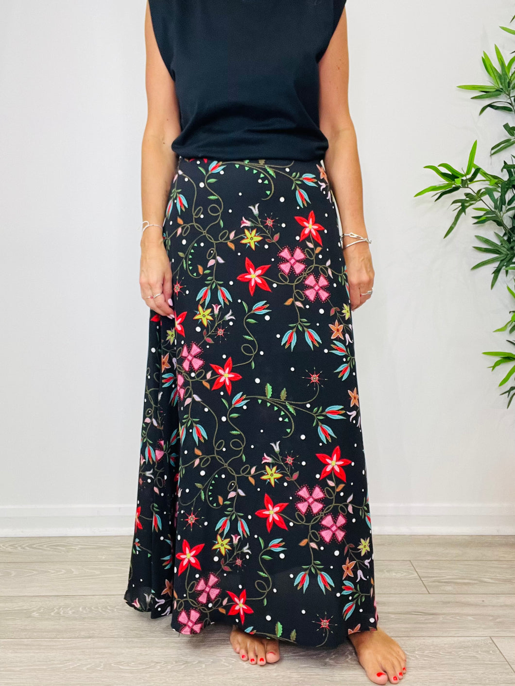 Silk Maxi Skirt - Size S