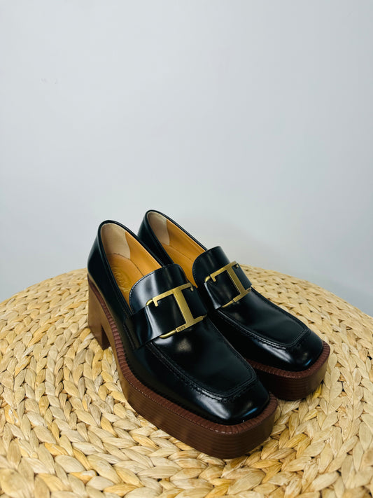 Leather Platform Loafers - Size 37.5