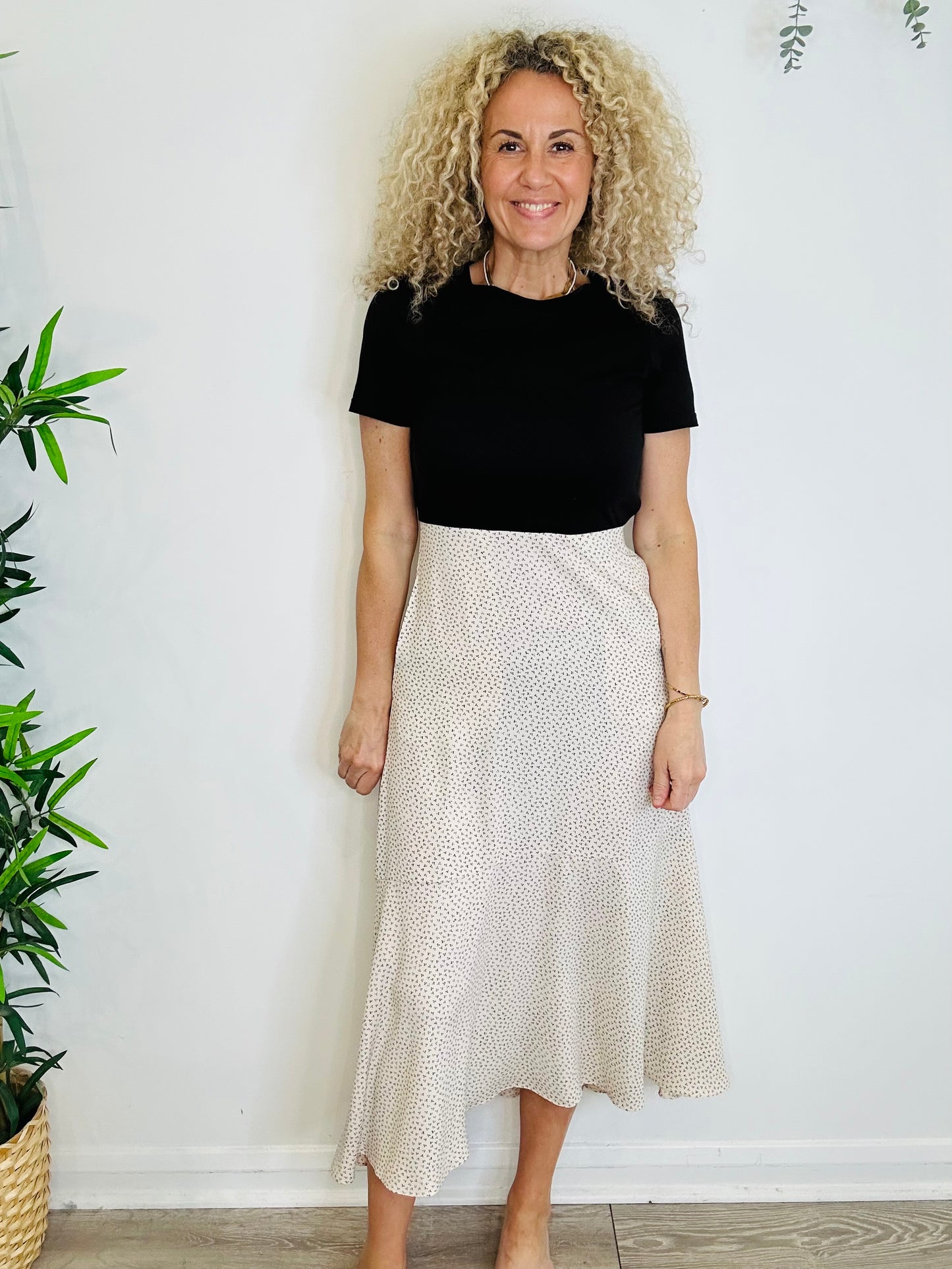 Patterned Midi Dress - Size 8
