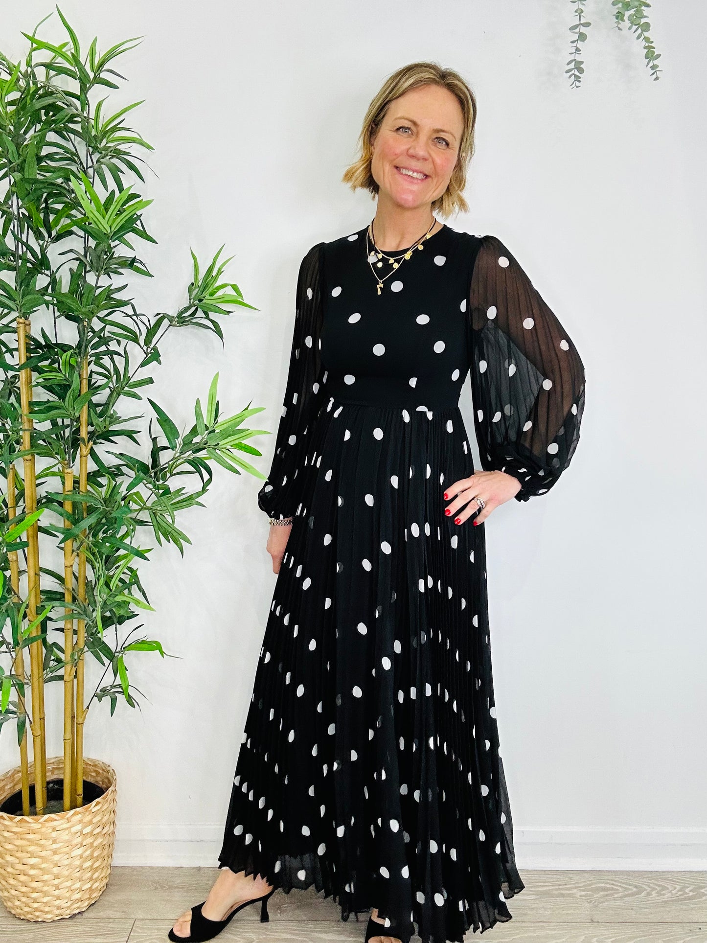 Pleated Polka Dot Dress - Size 1