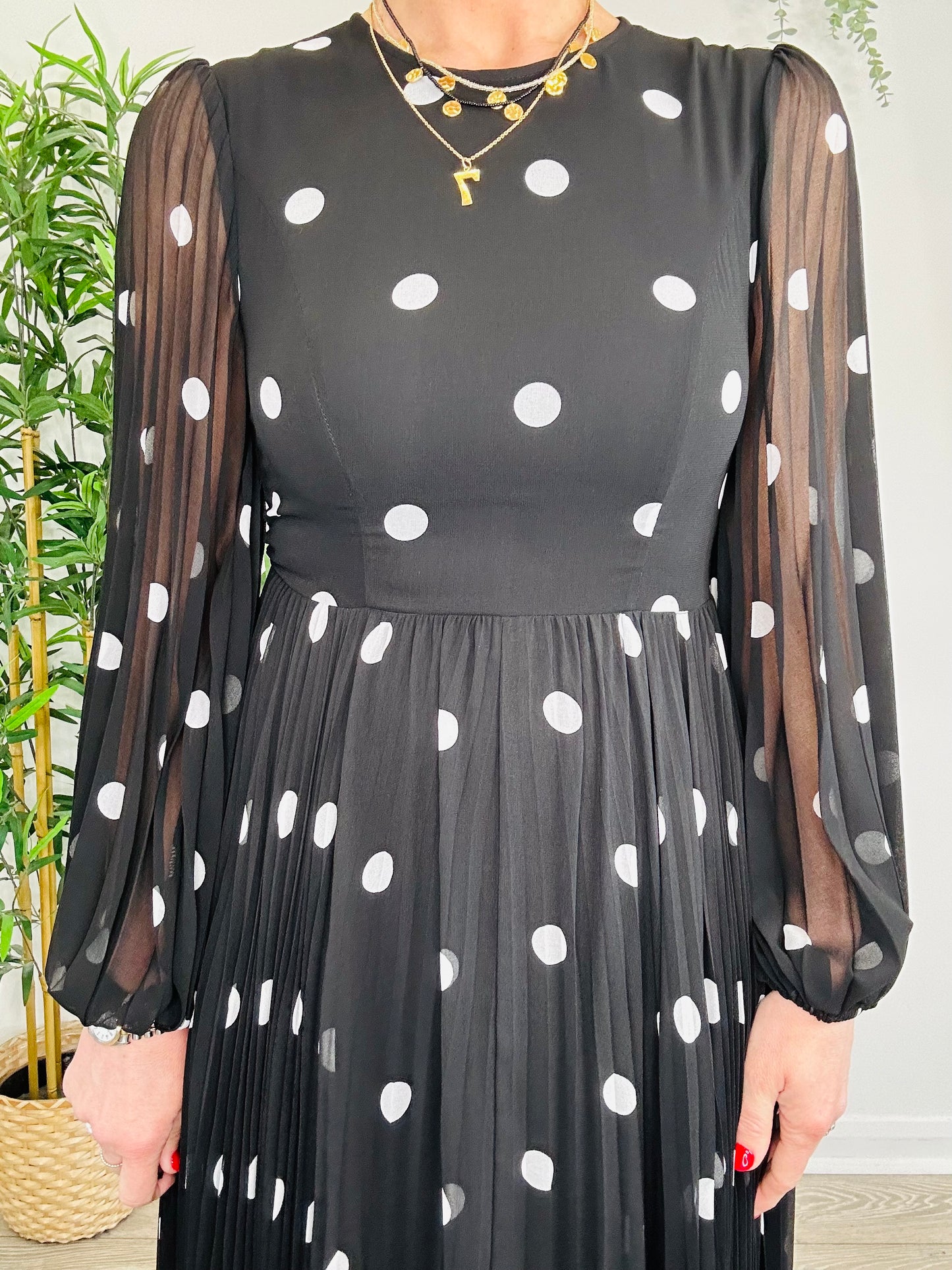 Pleated Polka Dot Dress - Size 1