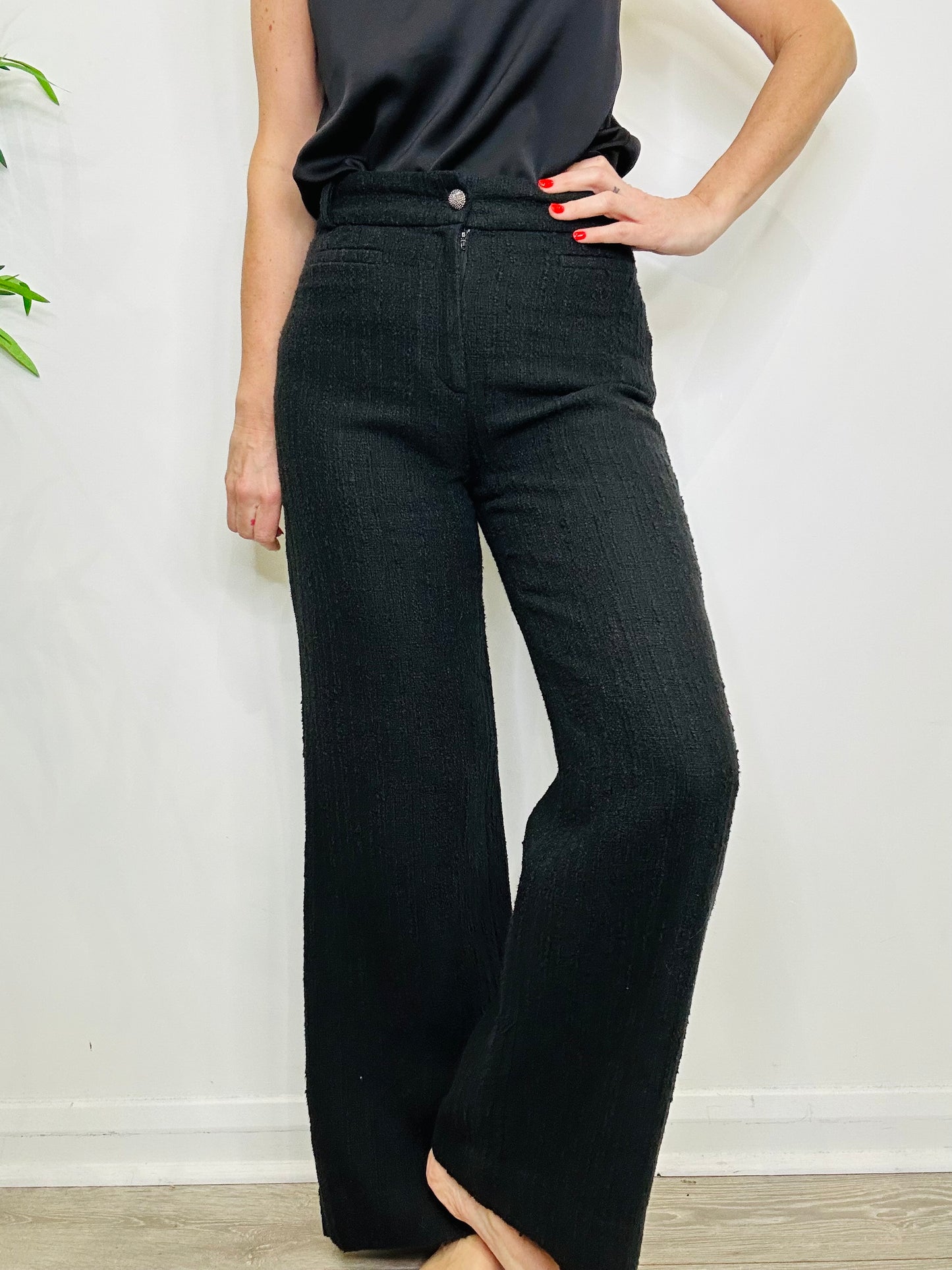 Boucle Cotton Trousers - Size 10