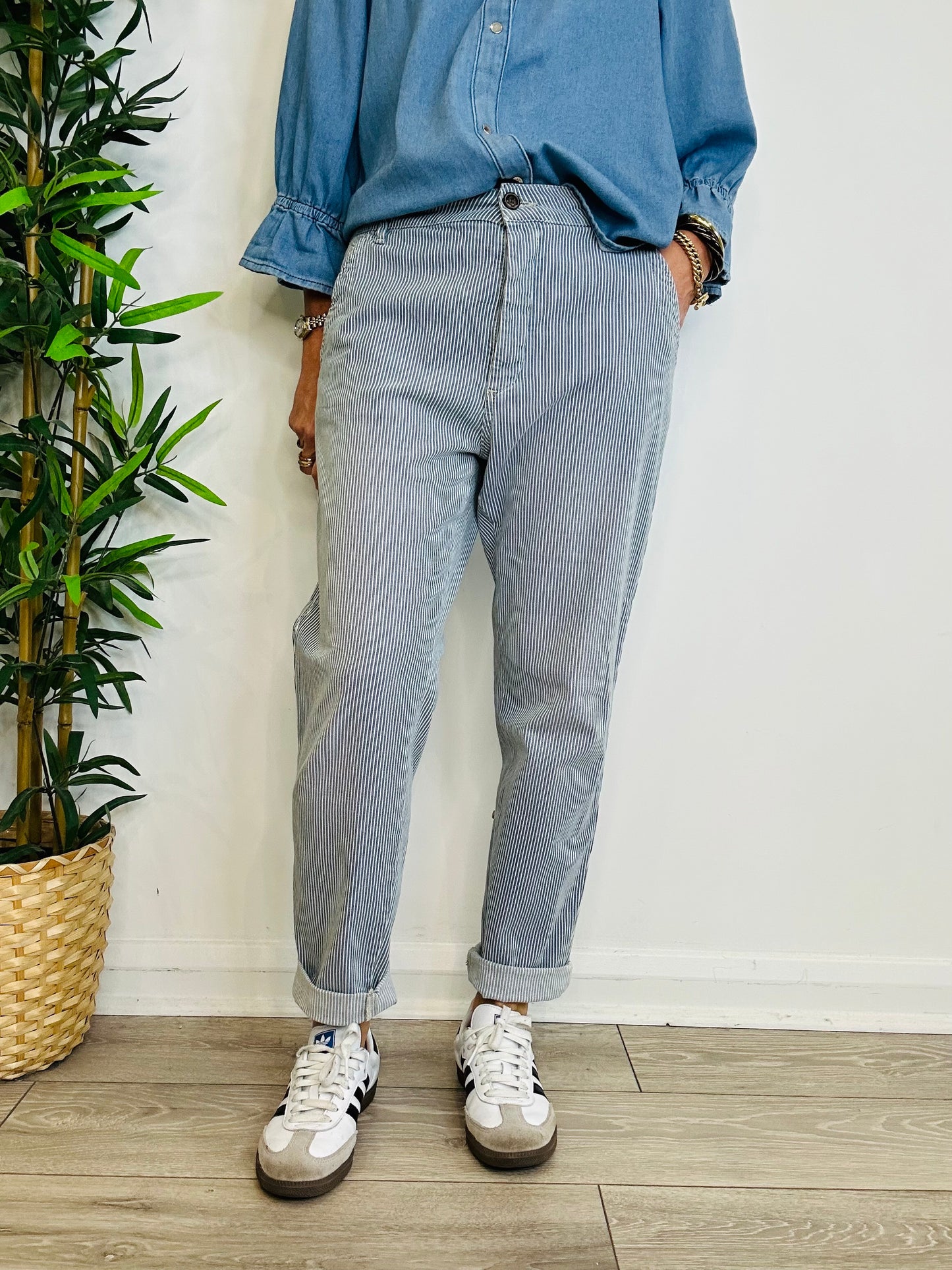 Scott Stripe Trousers - Size 28