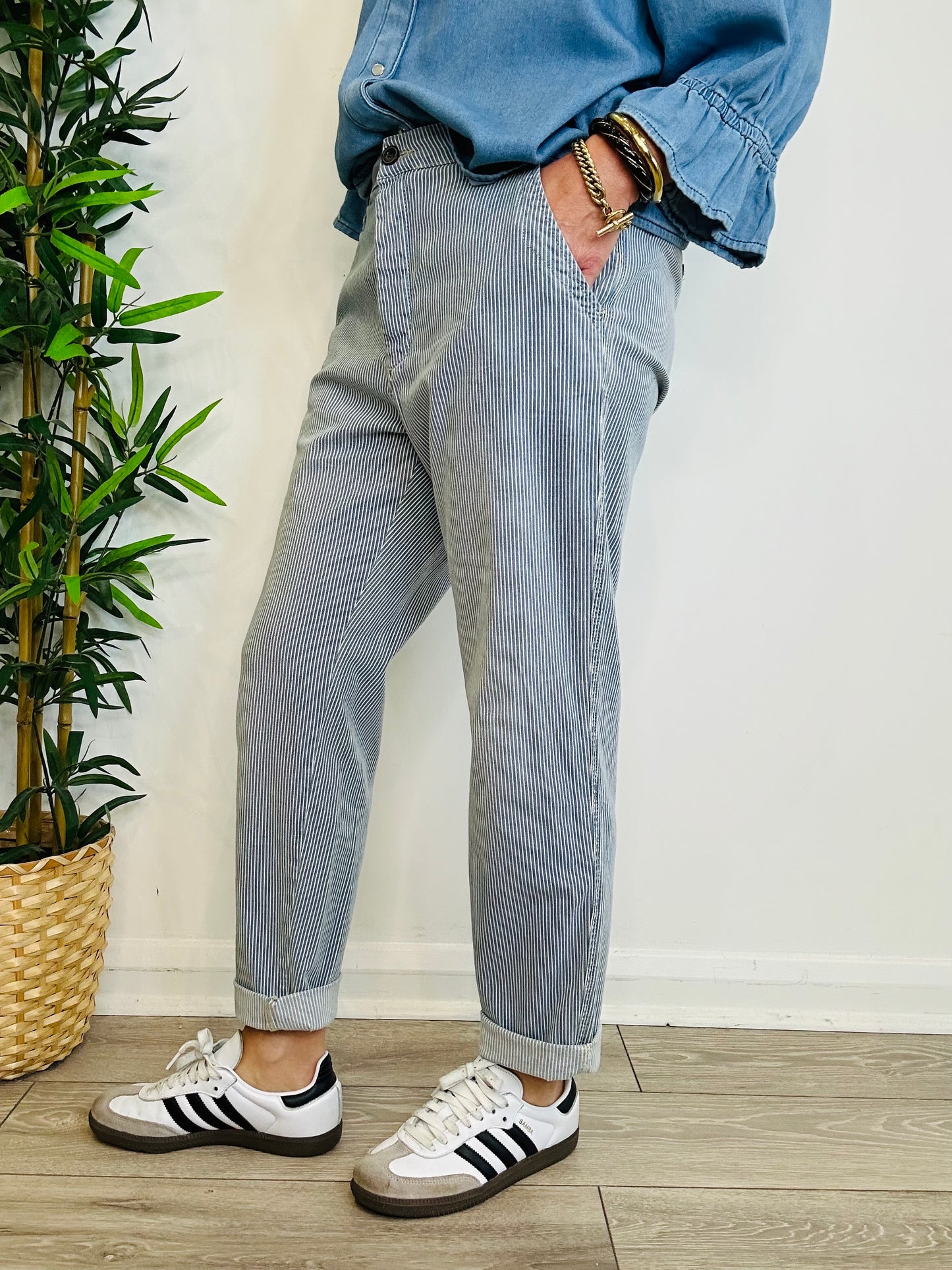 Scott Stripe Trousers - Size 28