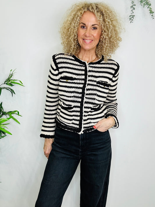 Striped Knitted Cardigan - Size S