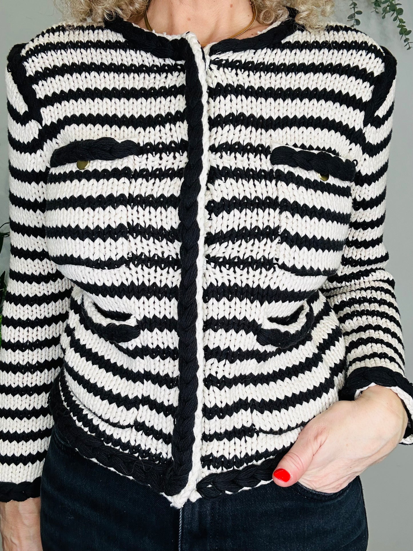 Striped Knitted Cardigan - Size S