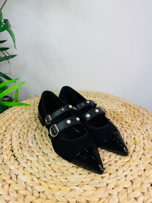 Suede Studded Flats - Size 39