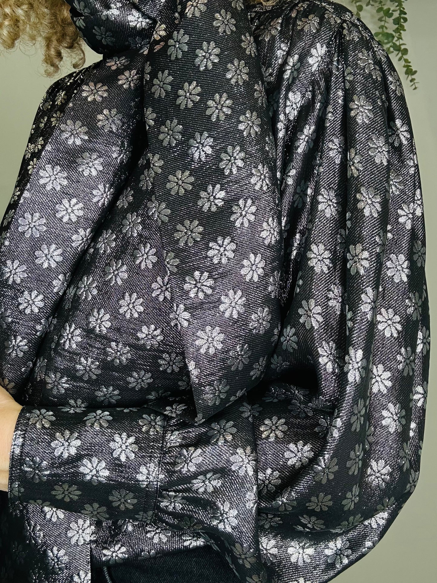 Daisy Print Lurex Blouse - Size 40