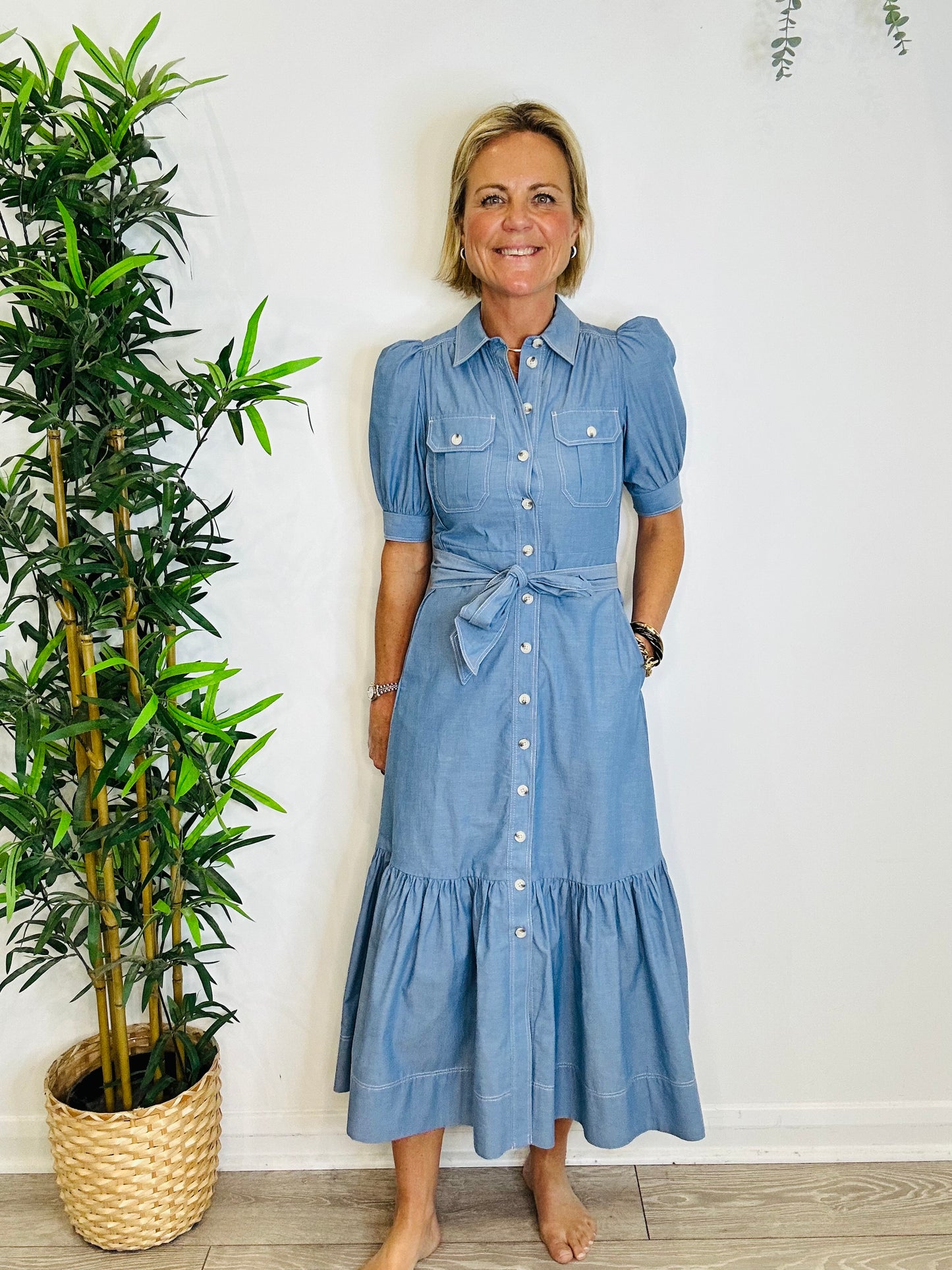 Chambray Shirt Dress - Size 4