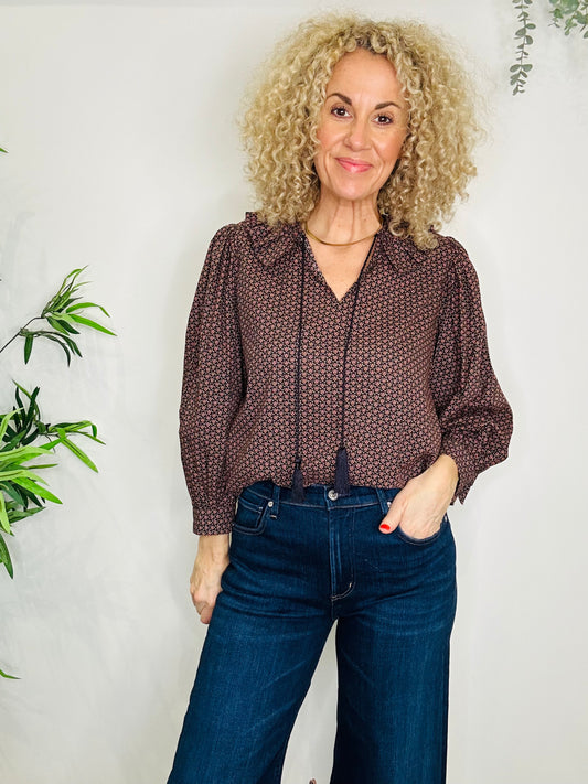 Patterned Cotton Blouse - Size 10