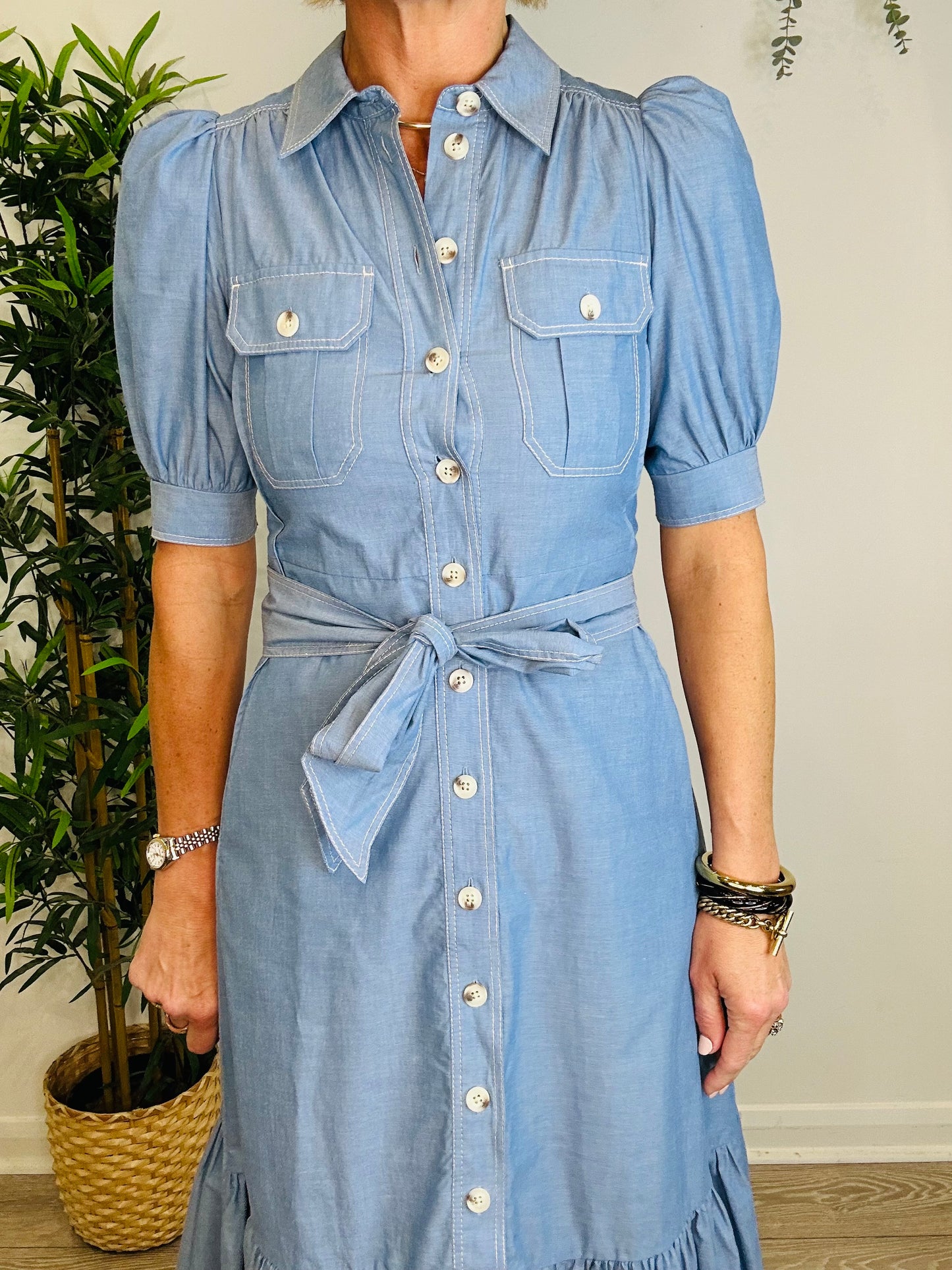 Chambray Shirt Dress - Size 4