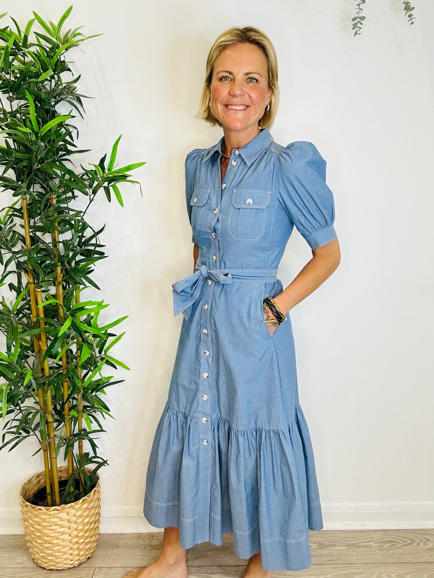 Chambray Shirt Dress - Size 4