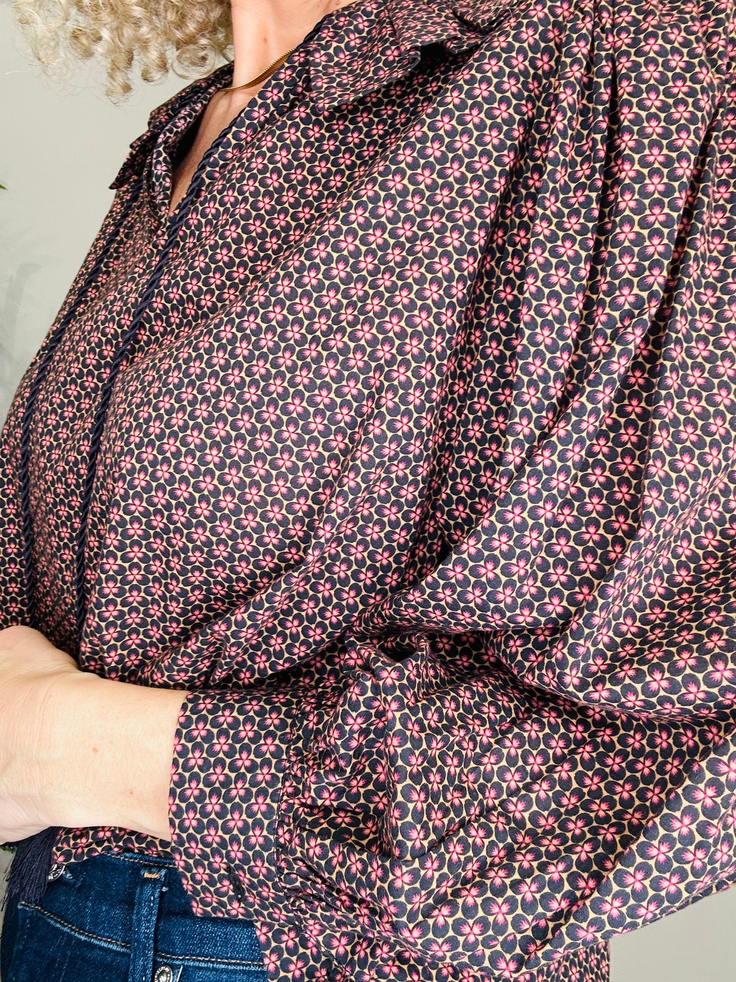 Patterned Cotton Blouse - Size 10