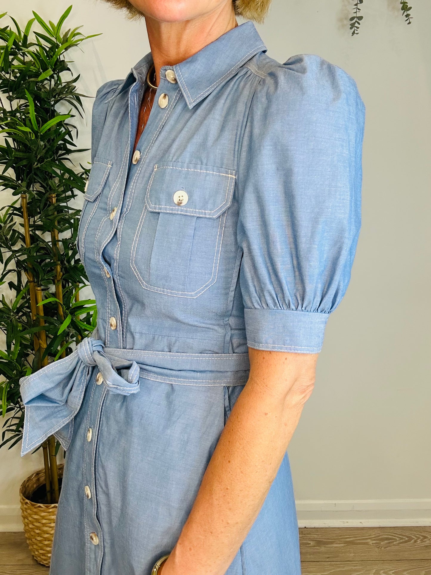 Chambray Shirt Dress - Size 4