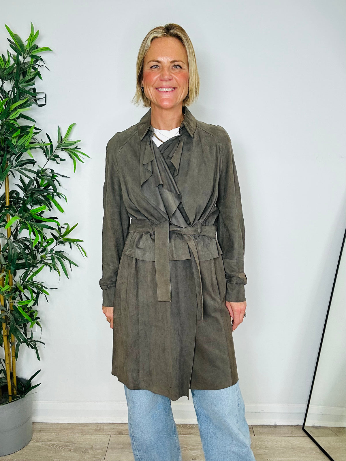 Suede Trench Coat - Size 40
