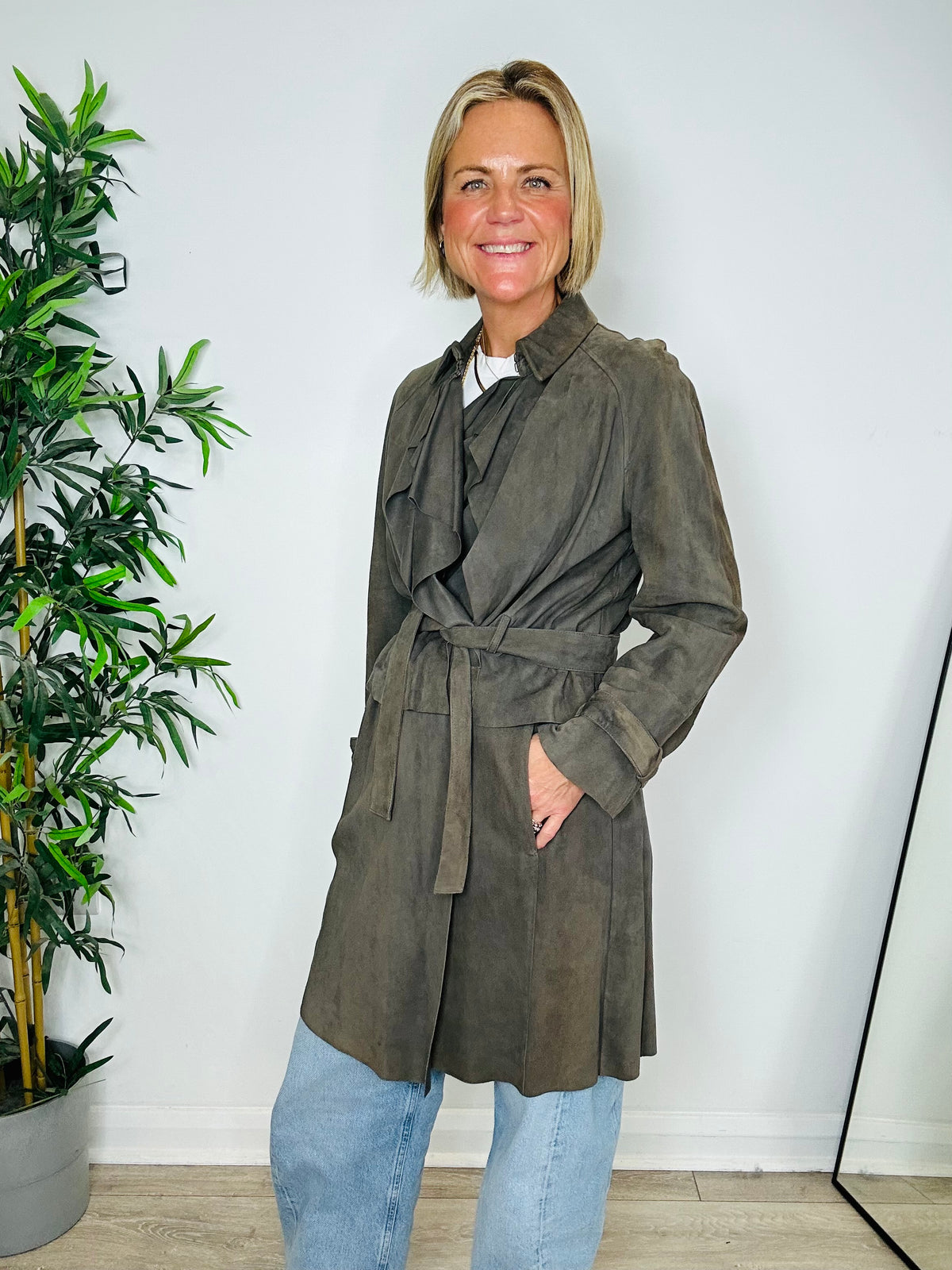 Suede Trench Coat - Size 40
