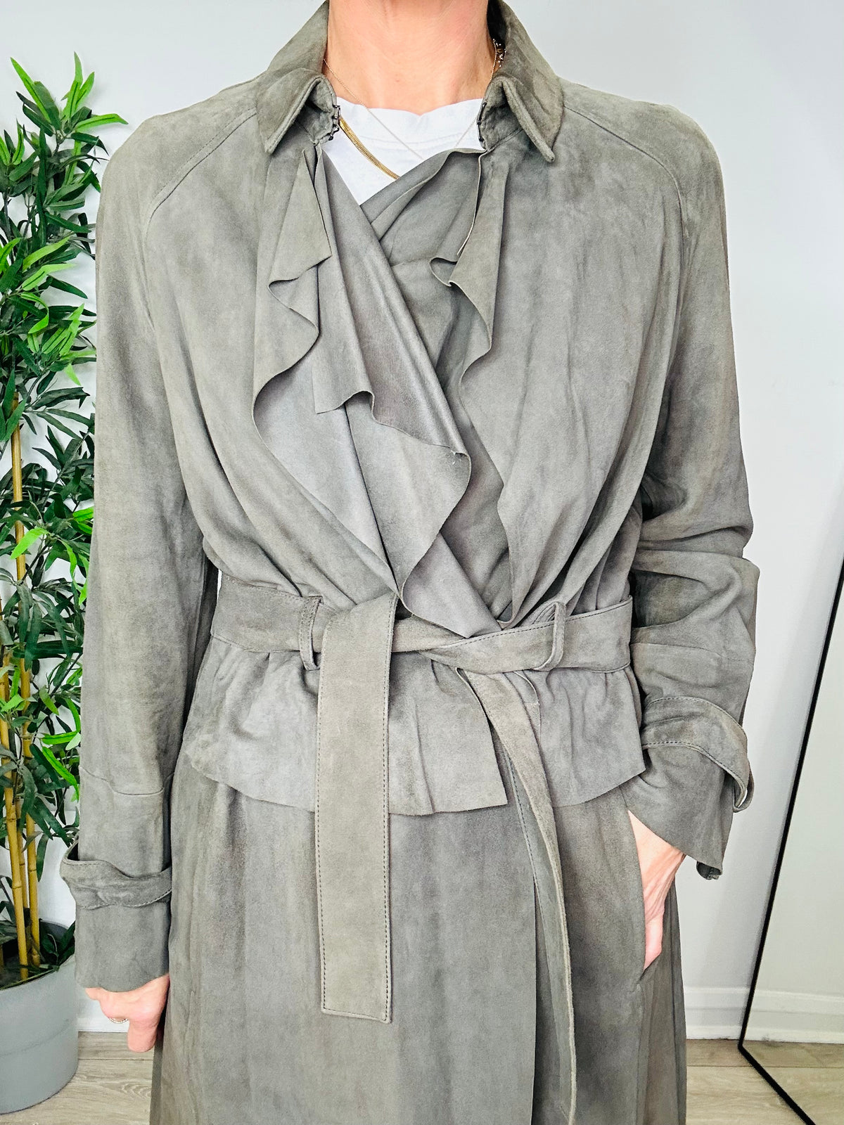 Suede Trench Coat - Size 40