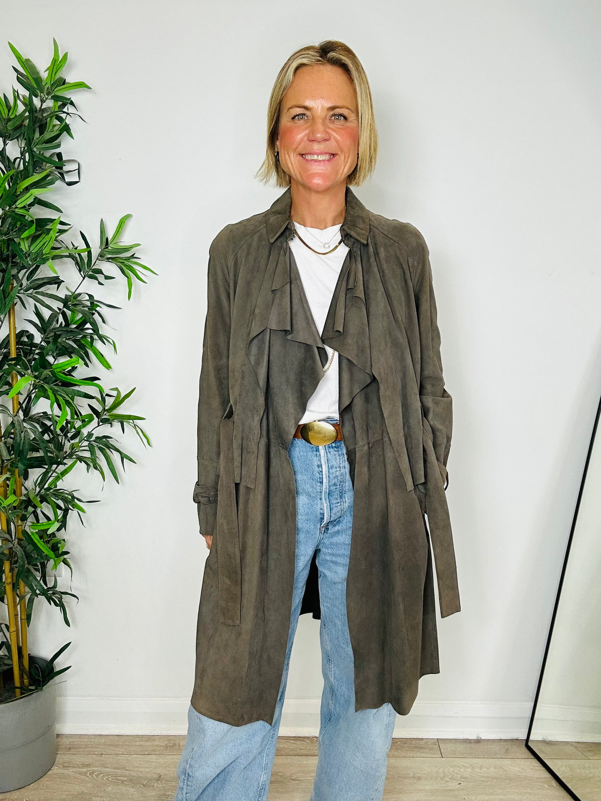 Suede Trench Coat - Size 40