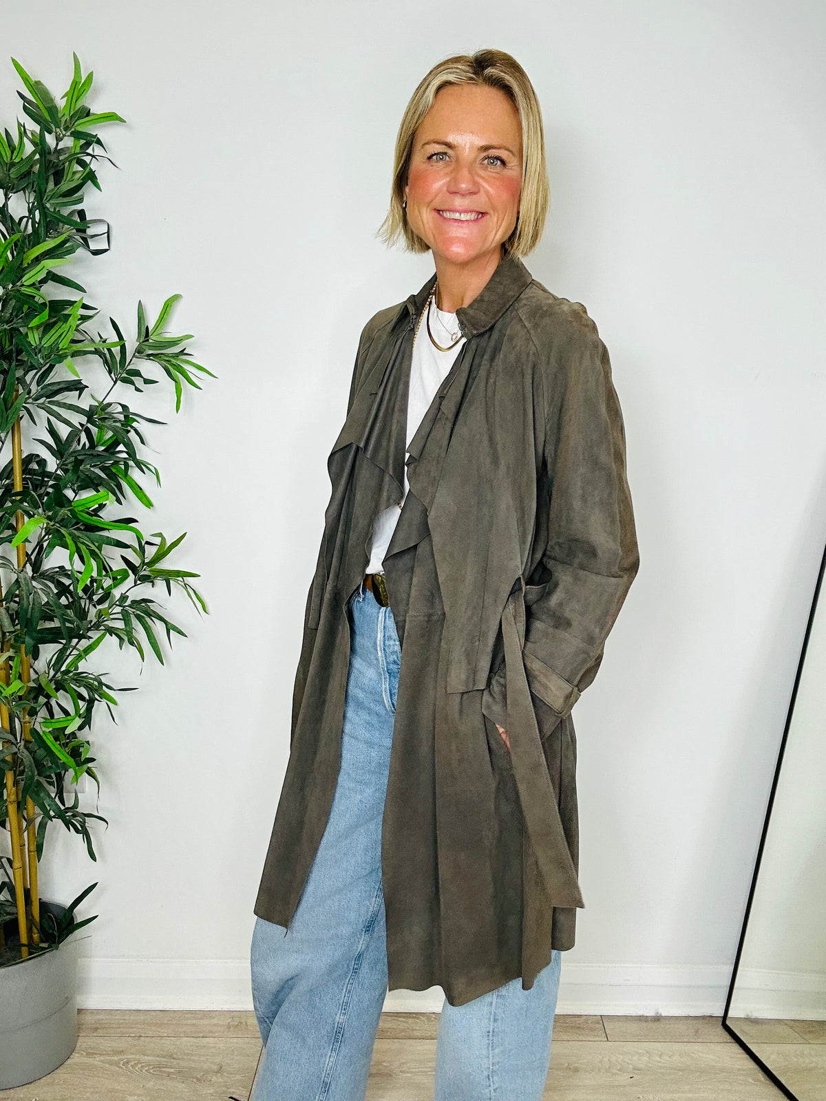 Suede Trench Coat - Size 40