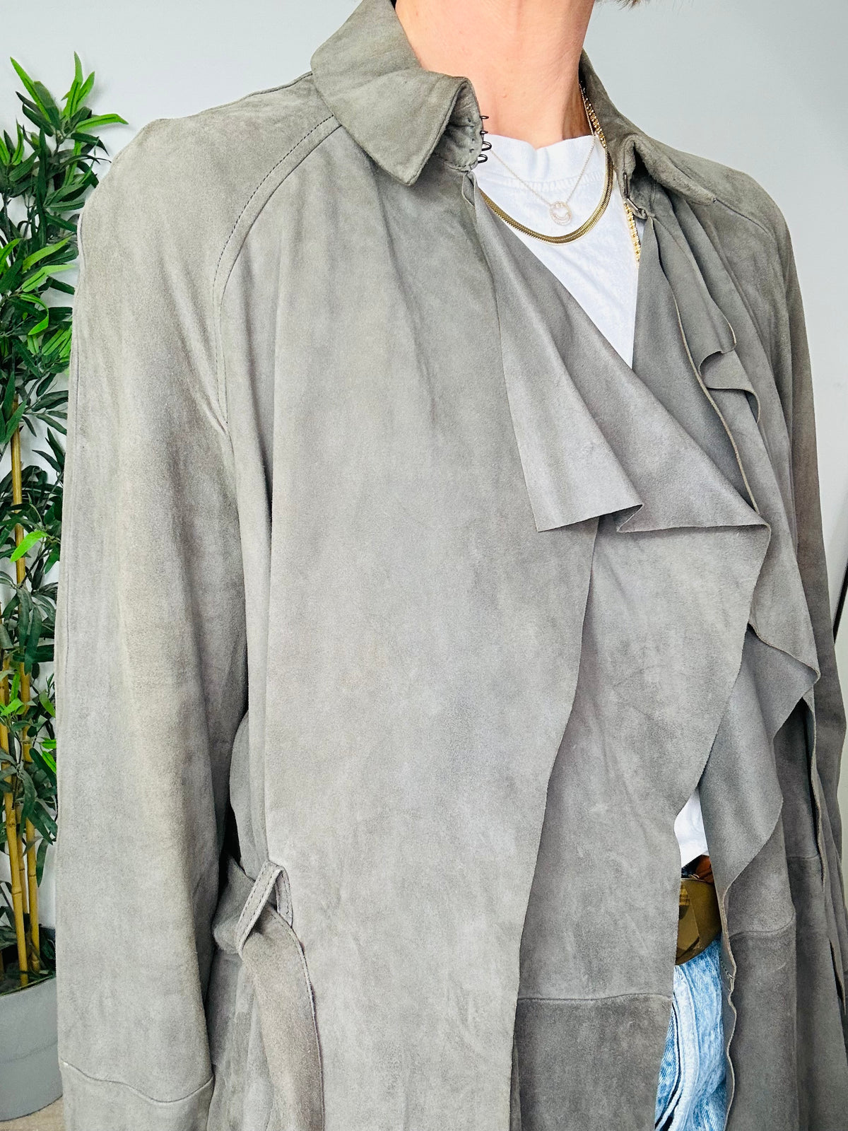 Suede Trench Coat - Size 40