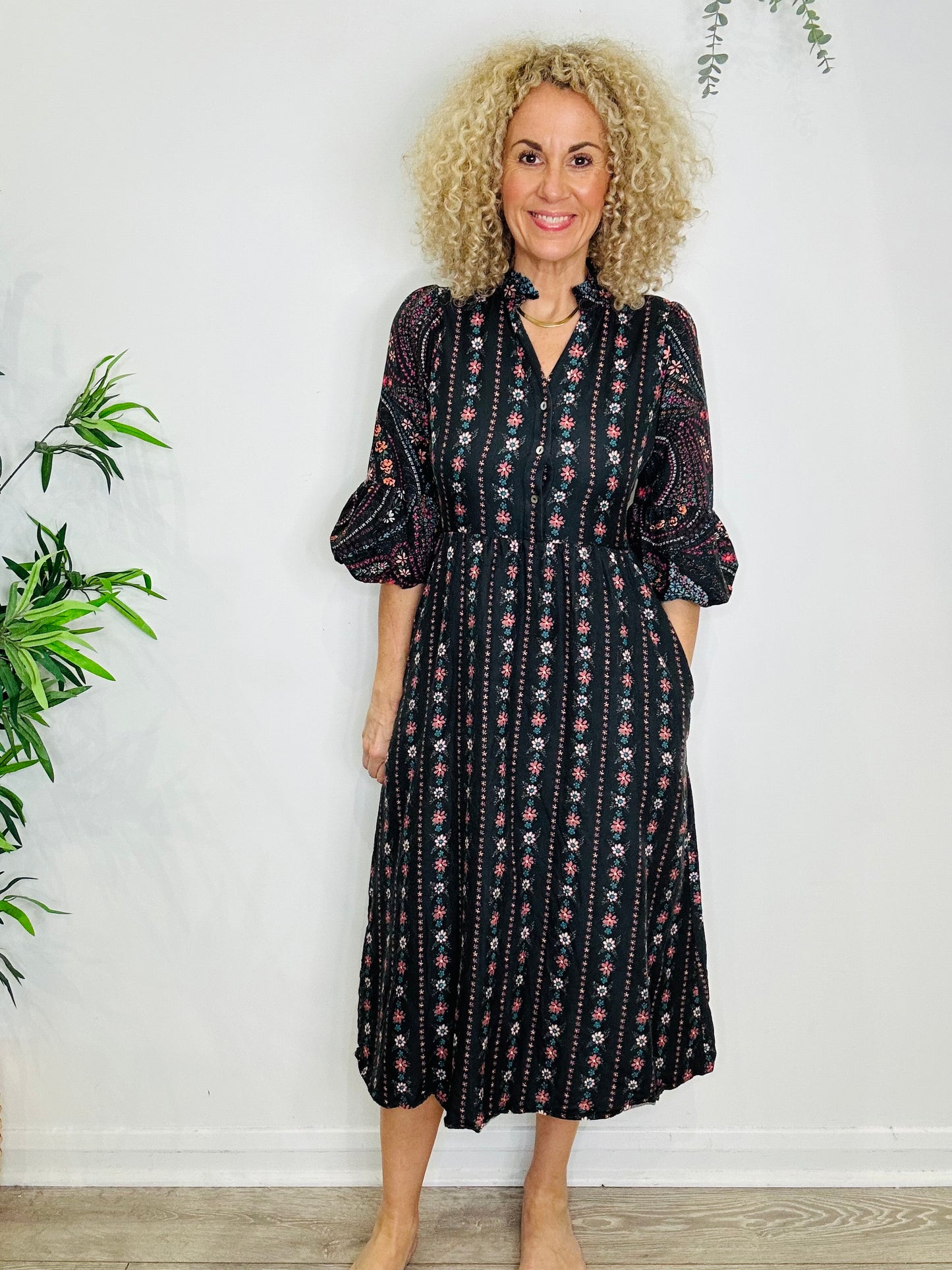 Floral Midi Dress - Size 2