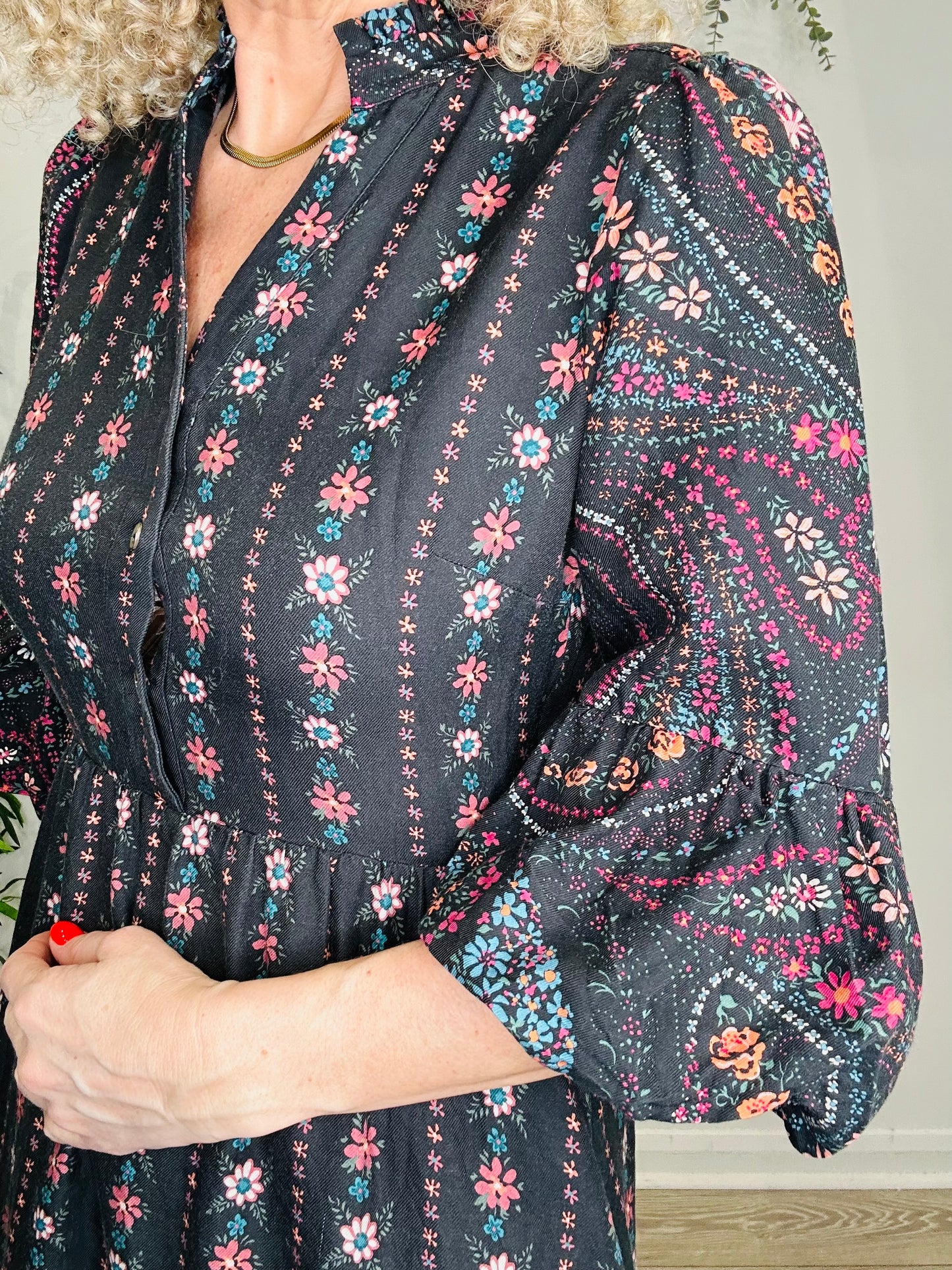 Floral Midi Dress - Size 2