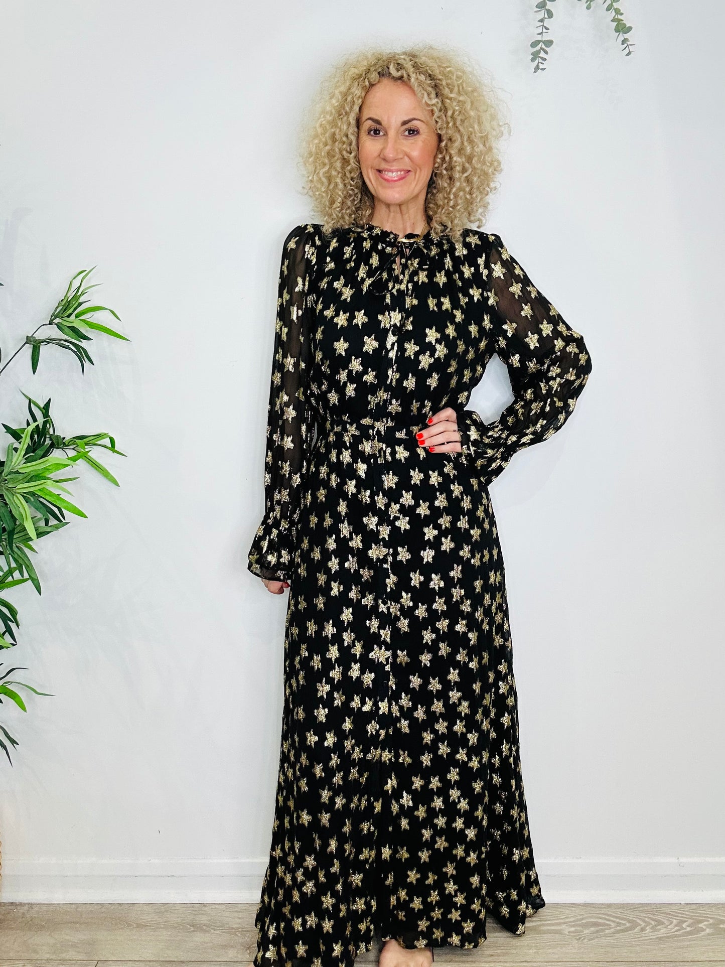 Metallic Star Maxi Dress - Size 40