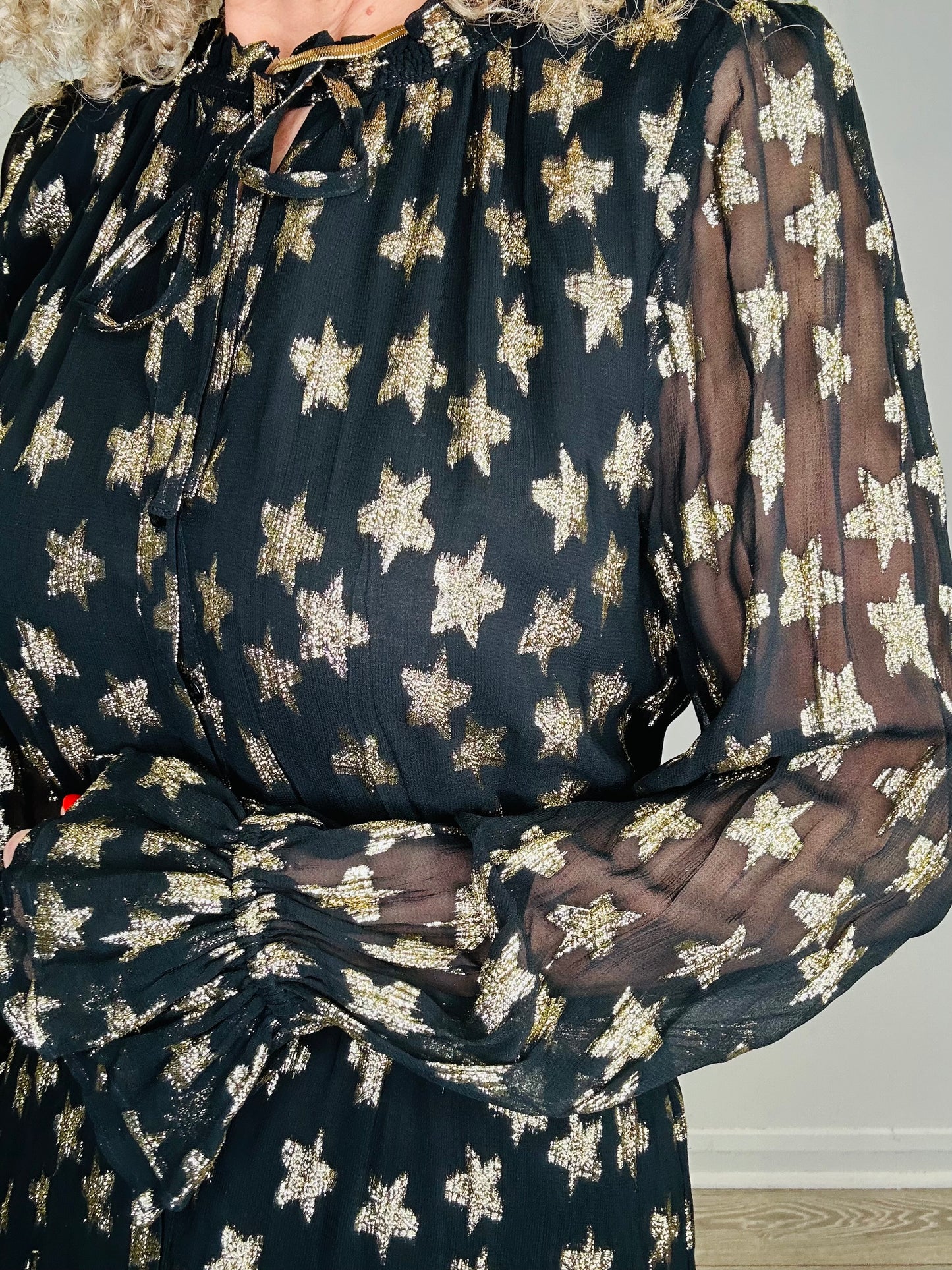 Metallic Star Maxi Dress - Size 40