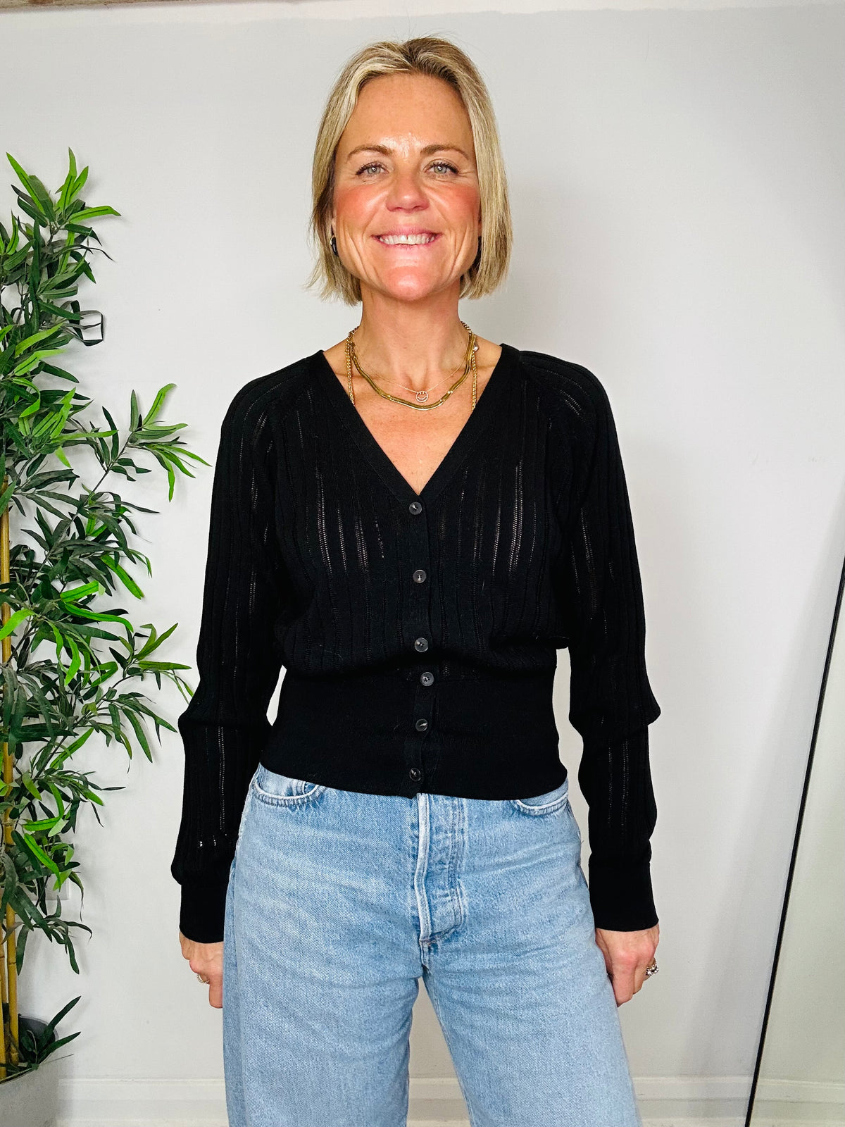 Ribbed Cotton Cardigan - Size S