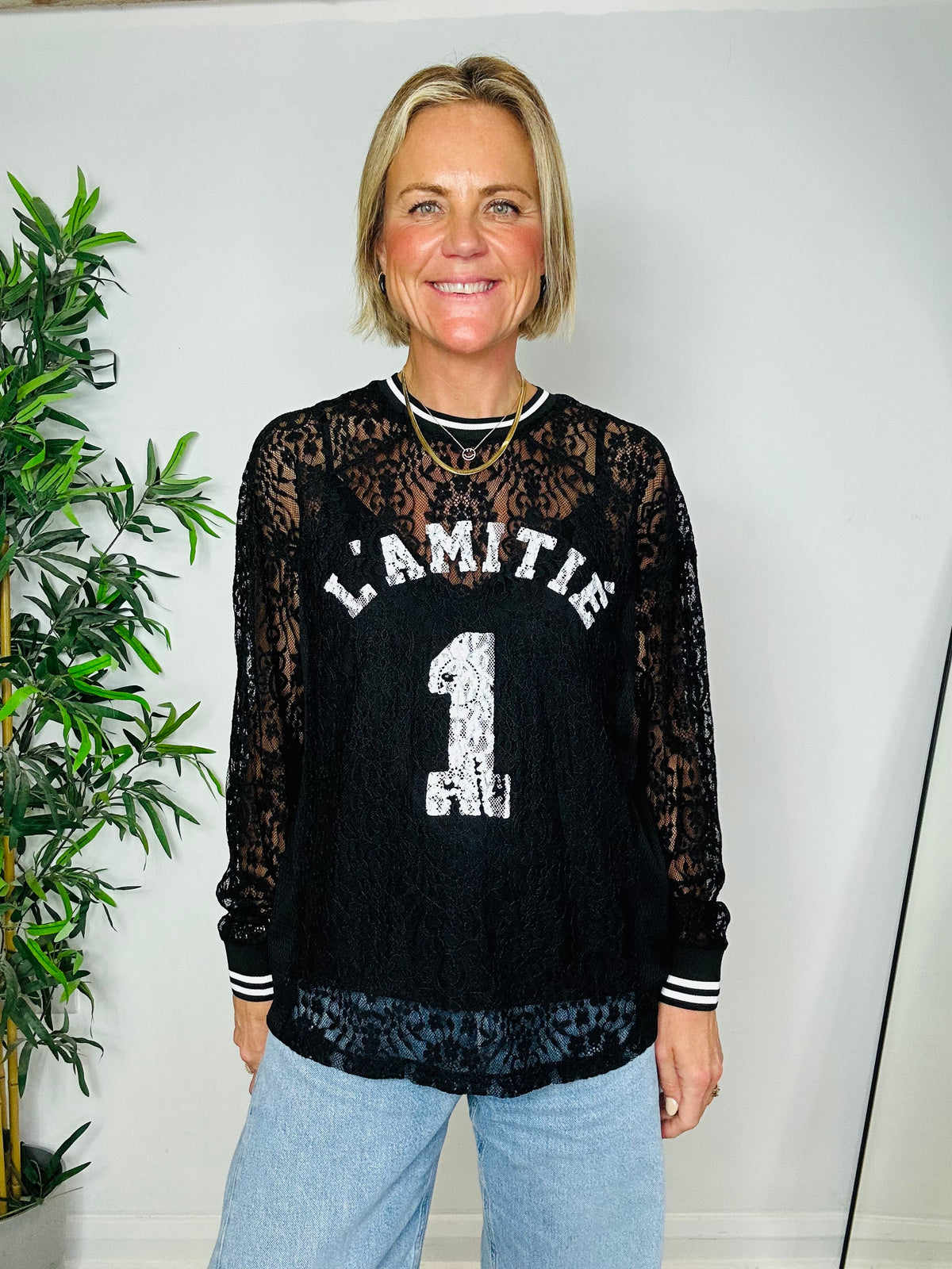 Lace Football Top - Size XS