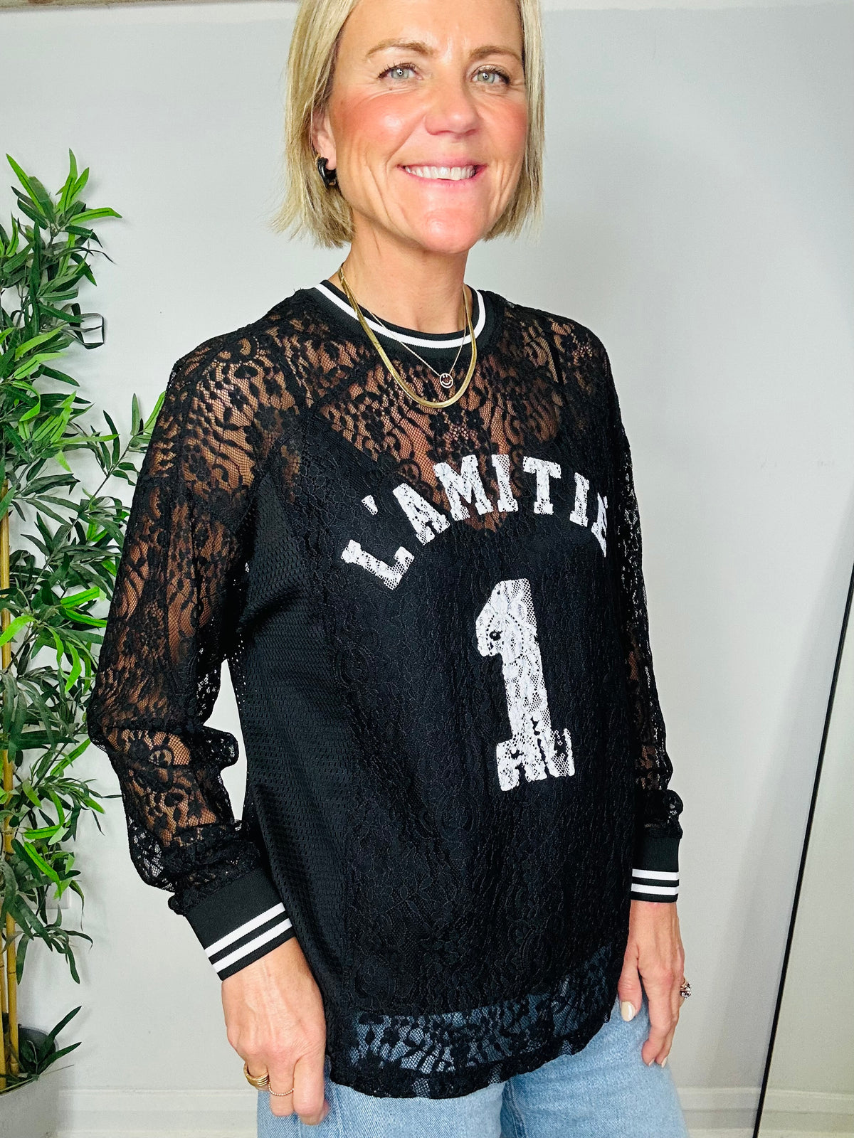 Lace Football Top - Size XS