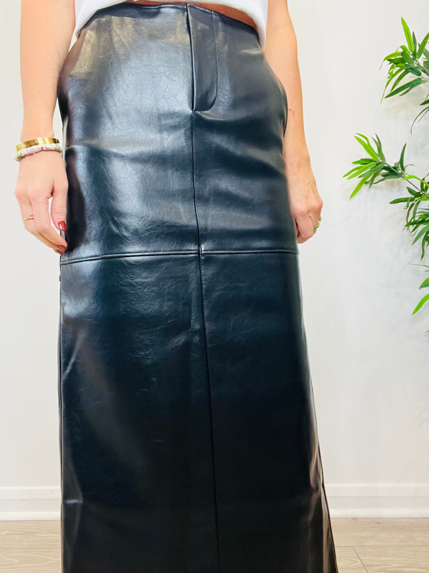 Leather Maxi Skirt - Size S