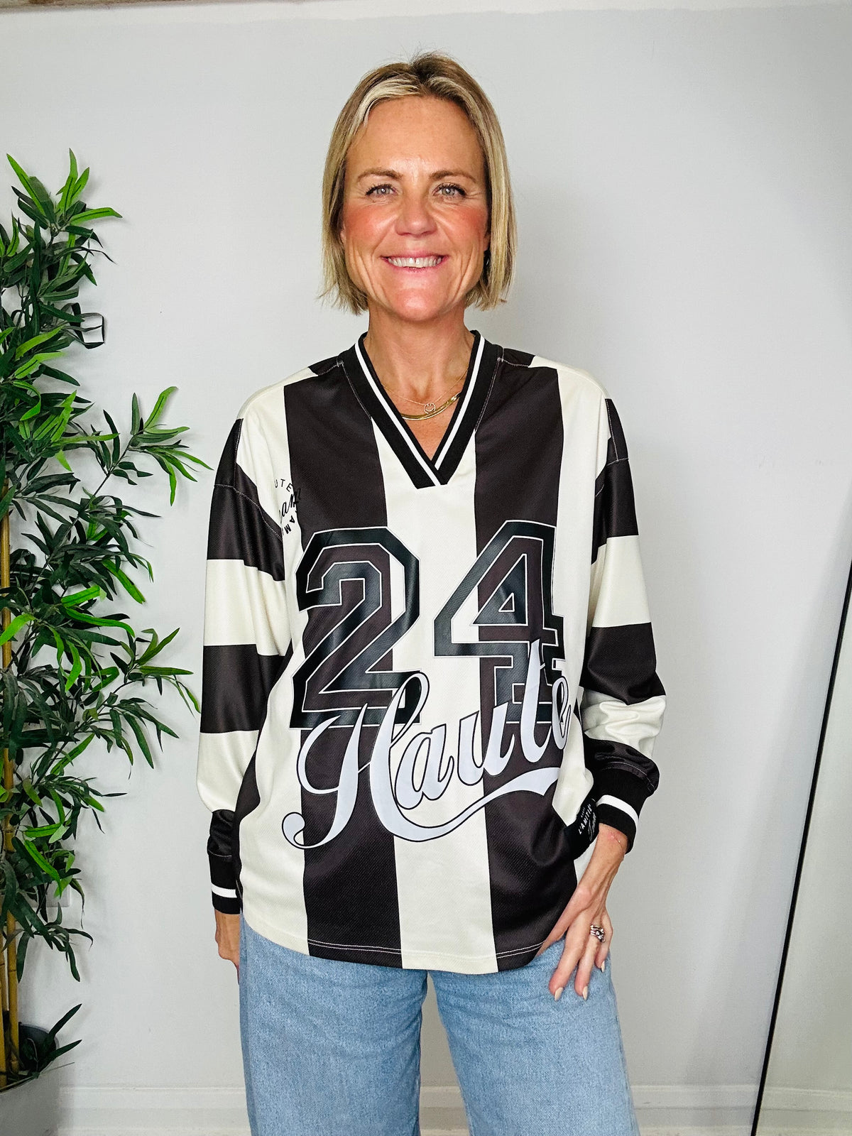 Striped Baseball Top - Size XS