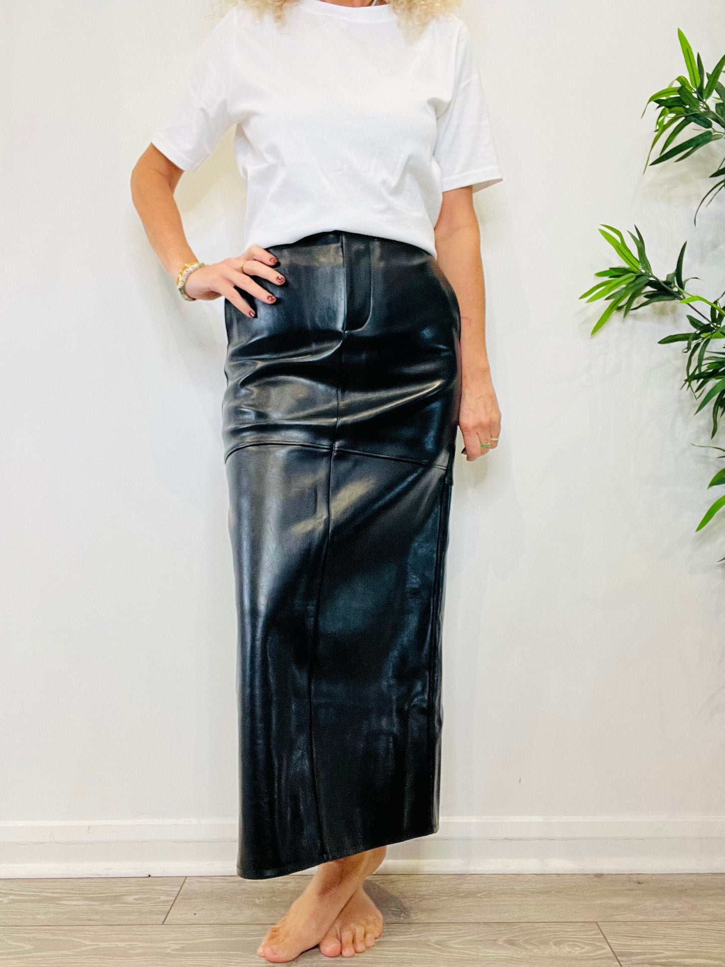 Leather Maxi Skirt - Size S