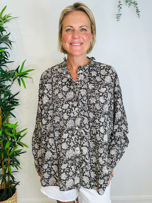 Patterned Cotton Shirt - Size S/M