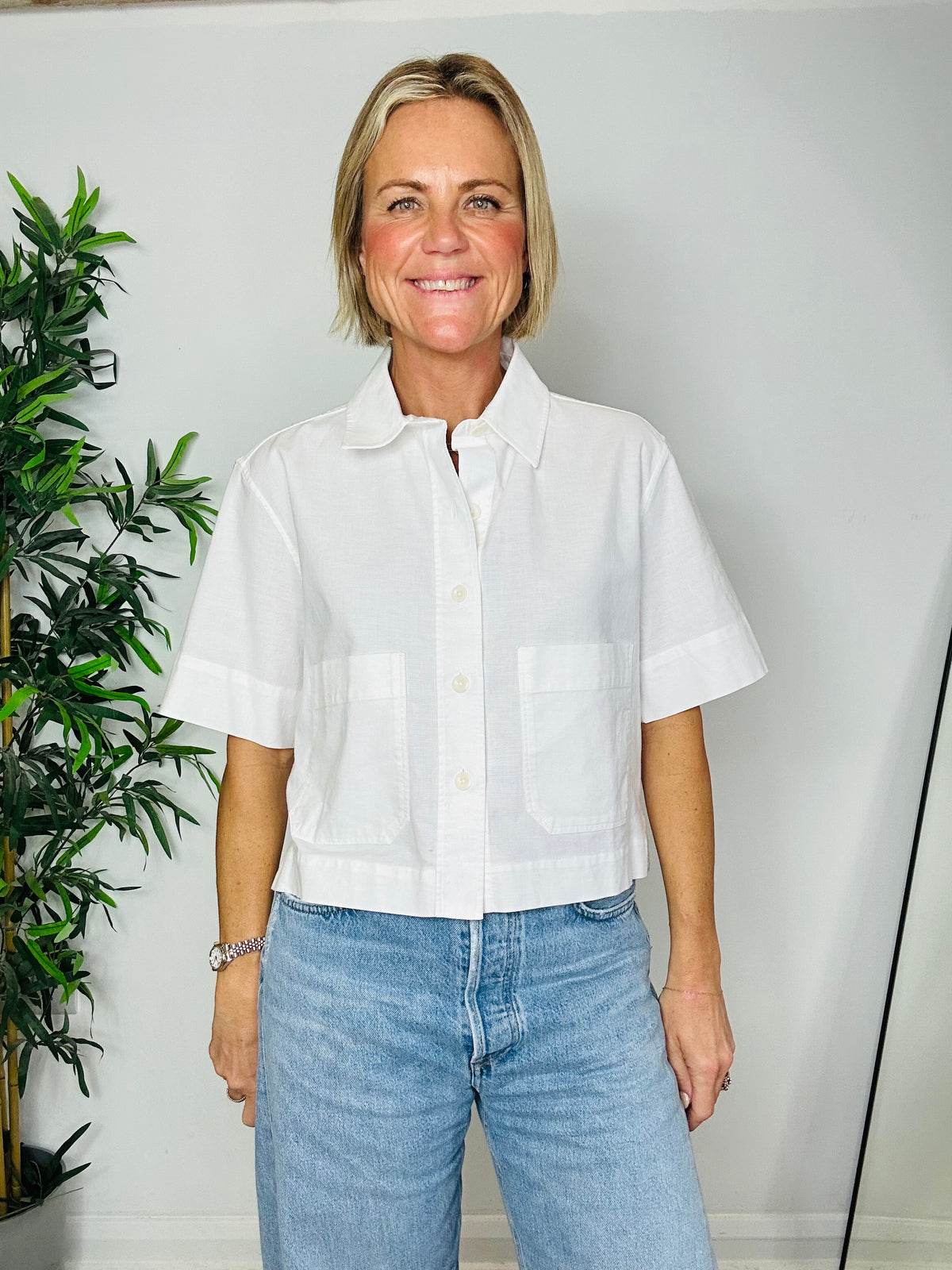 Cropped Cotton Shirt - Size XS