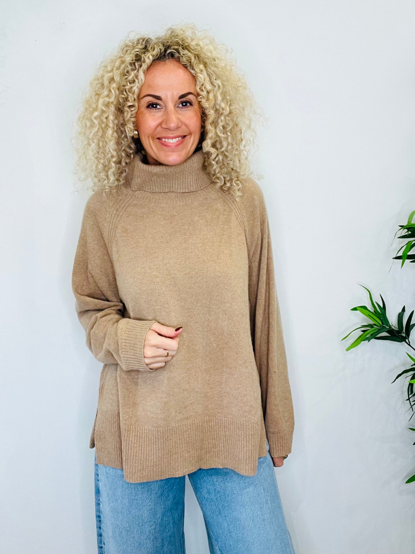 Cashmere Polo Neck Jumper - Size L