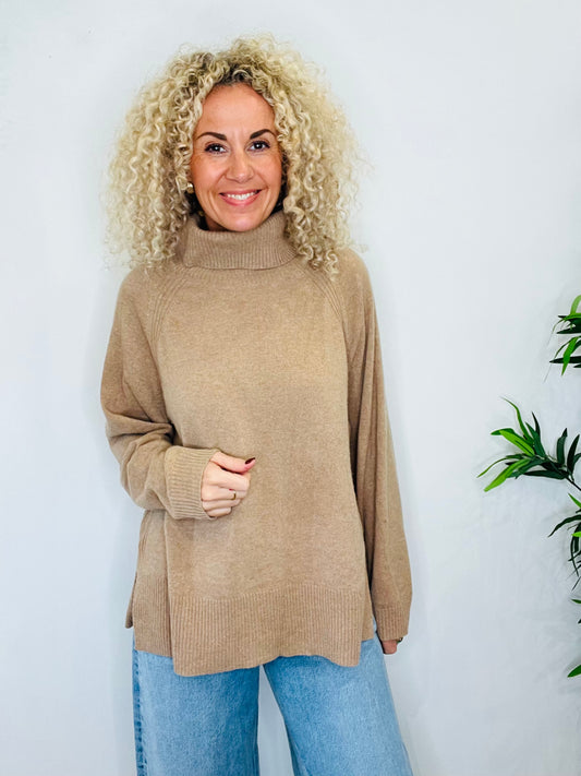 Cashmere Polo Neck Jumper - Size L