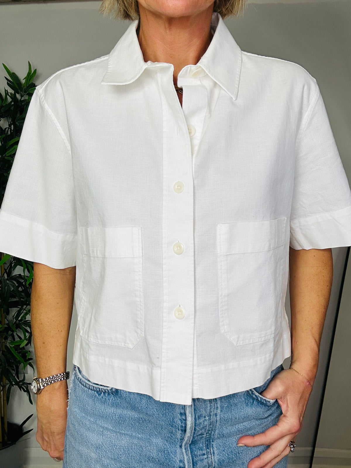 Cropped Cotton Shirt - Size XS