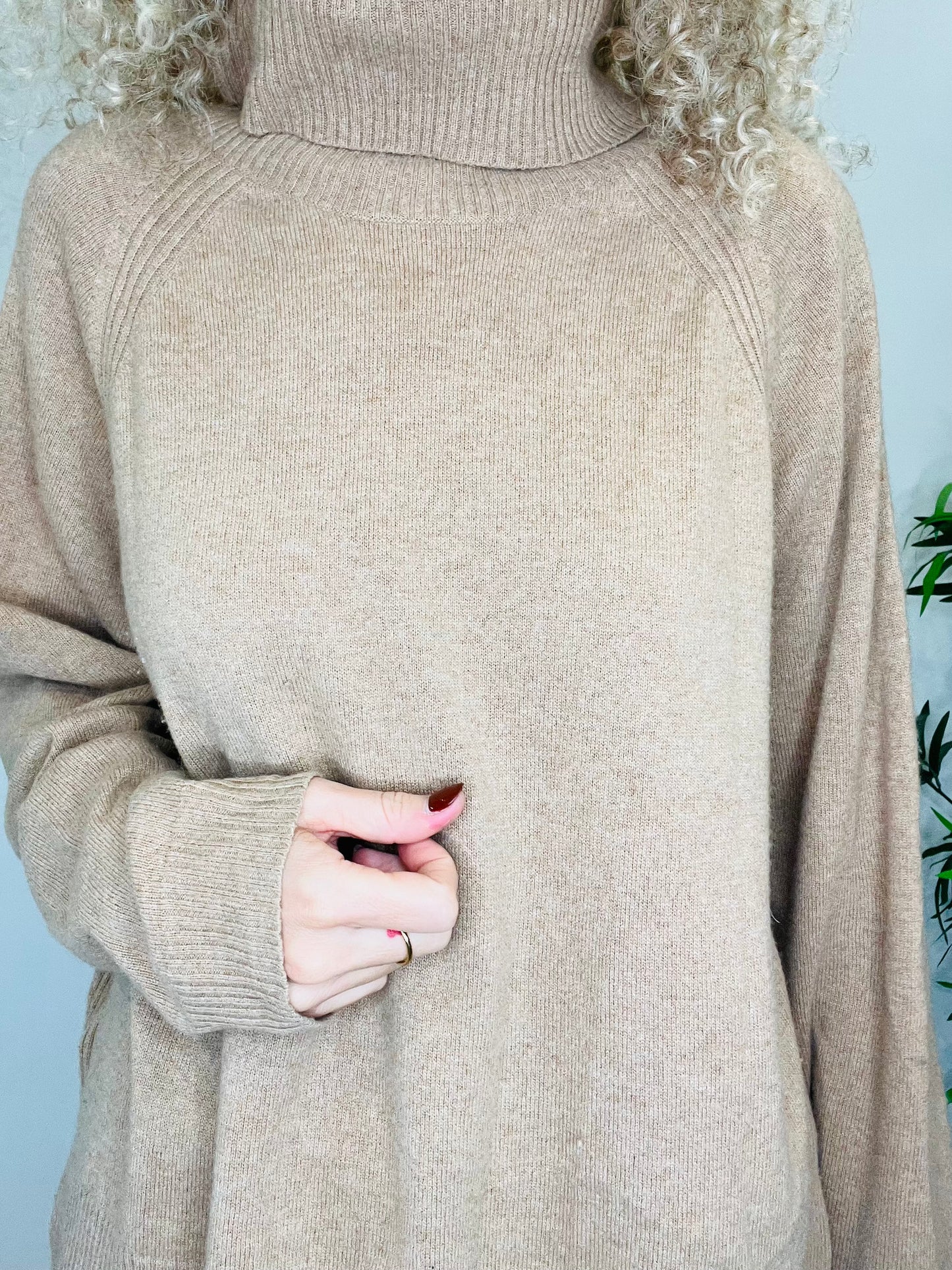 Cashmere Polo Neck Jumper - Size L