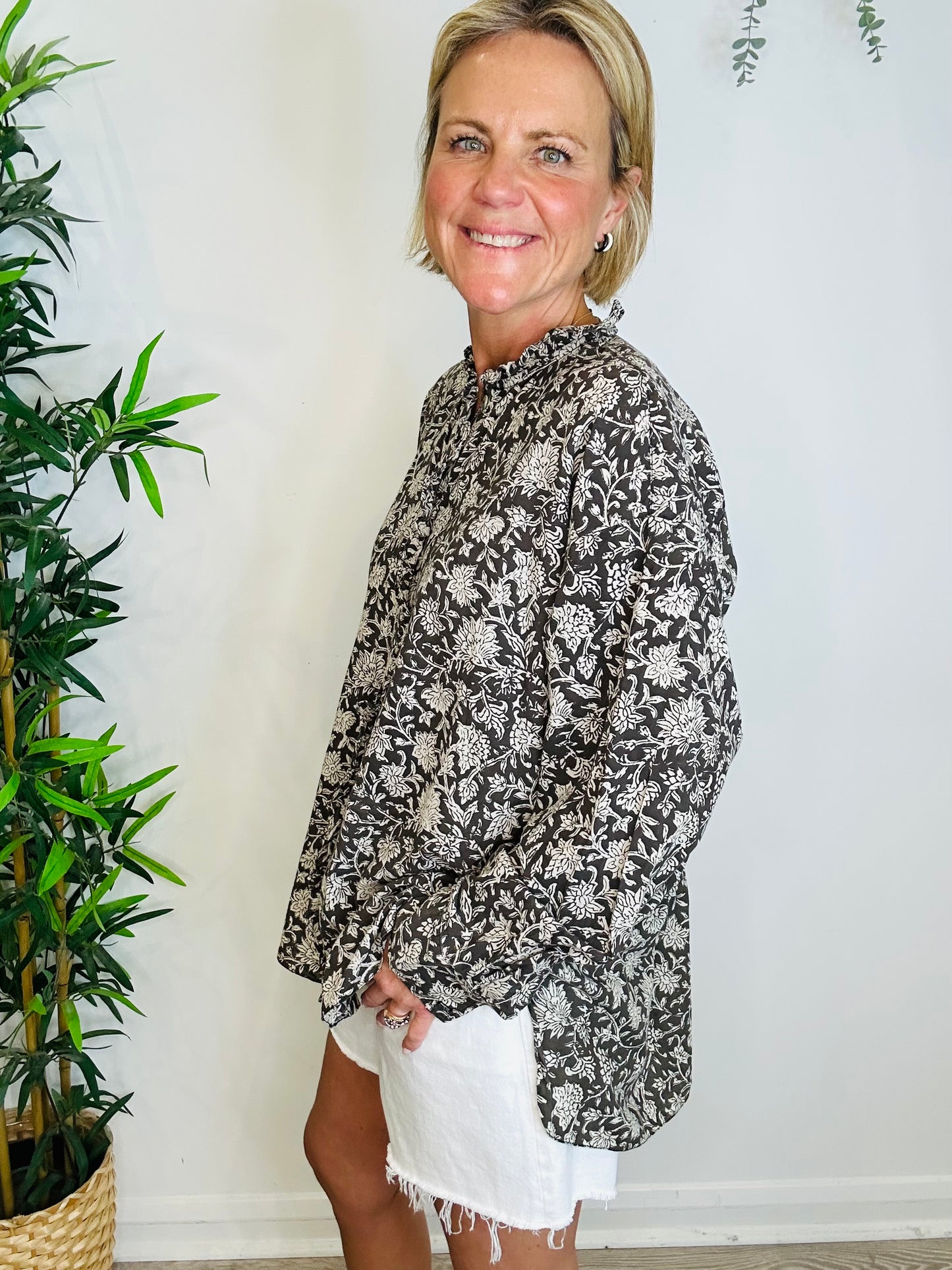 Patterned Cotton Shirt - Size S/M