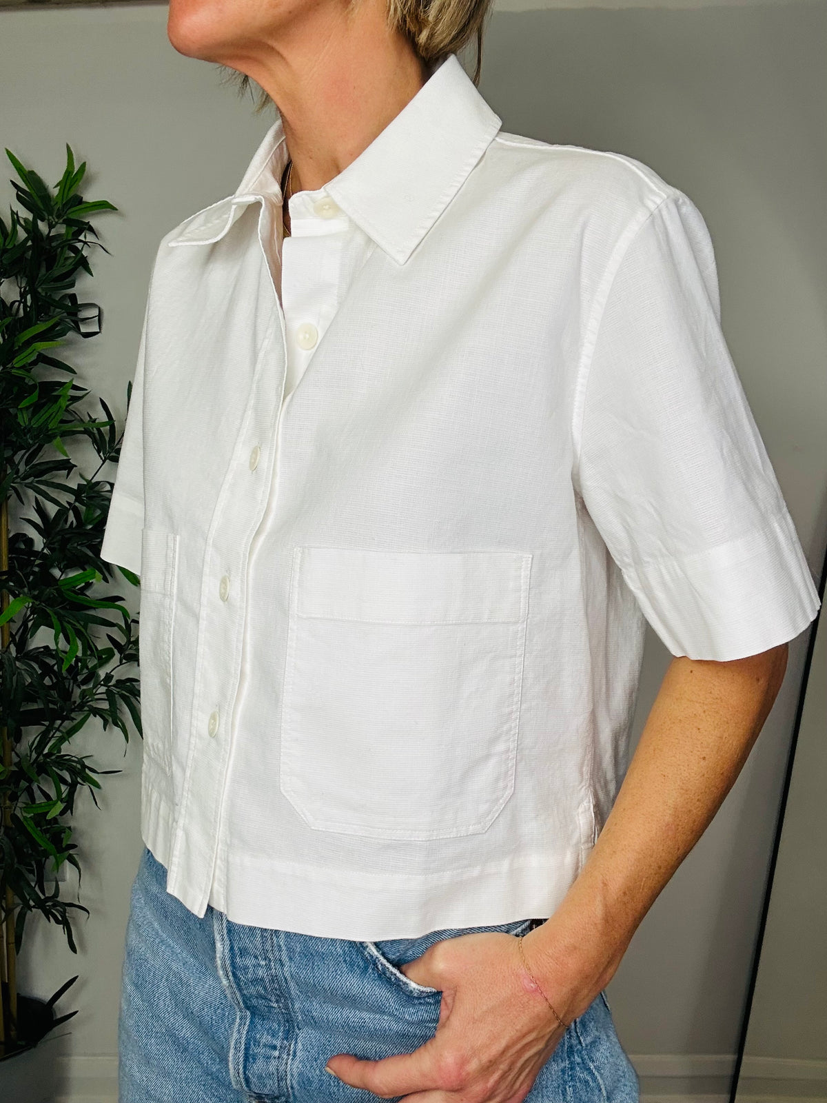 Cropped Cotton Shirt - Size XS