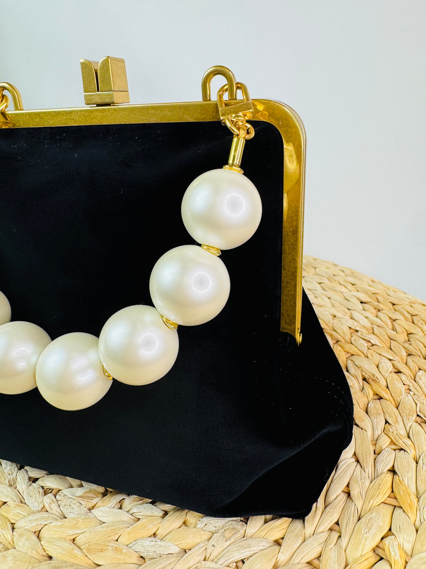 Velvet Pearl Handle Bag