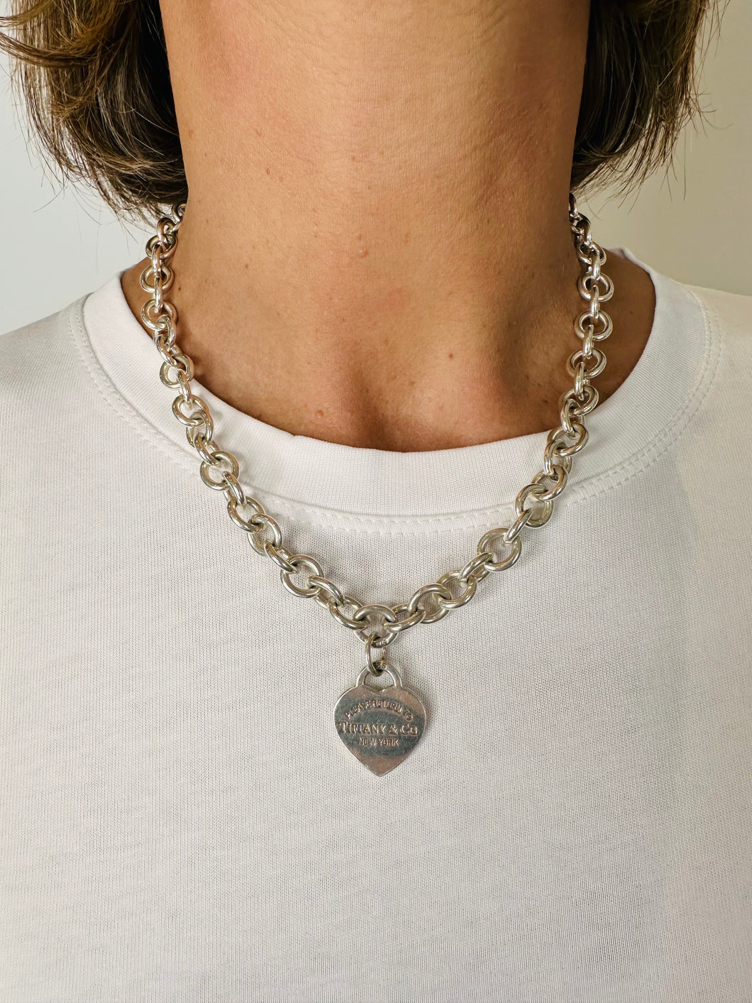 Heart Tag Chain Link Necklace