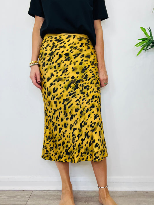 Animal Print Silk Skirt - Size S