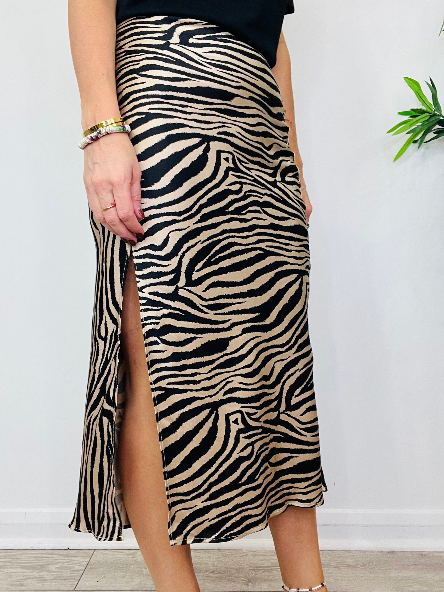 Silk Zebra Print Skirt - Size S